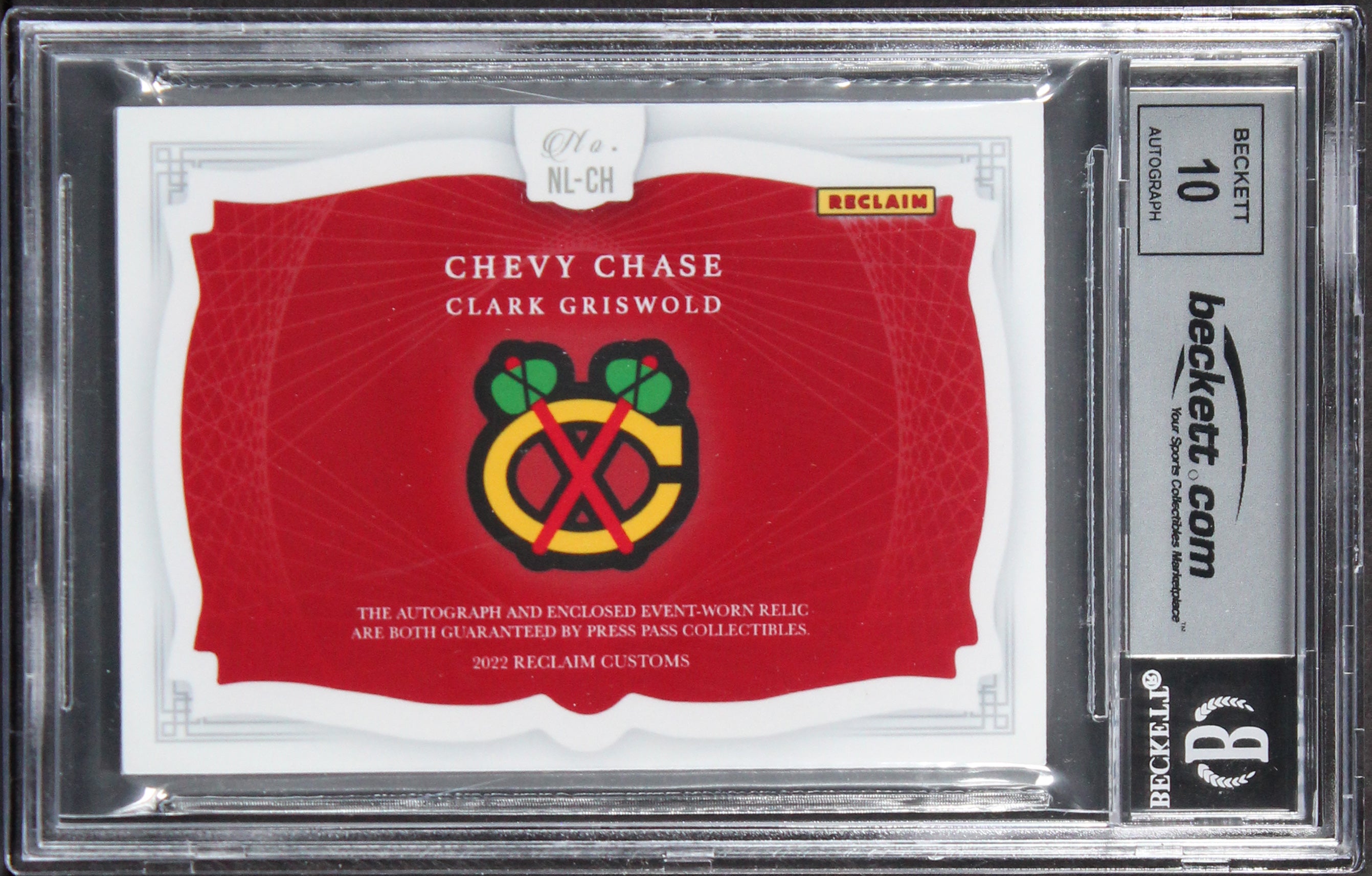 Chevy Chase Signed One of One Red Custom Patch Trading Card Auto 10! BAS Slab 3
