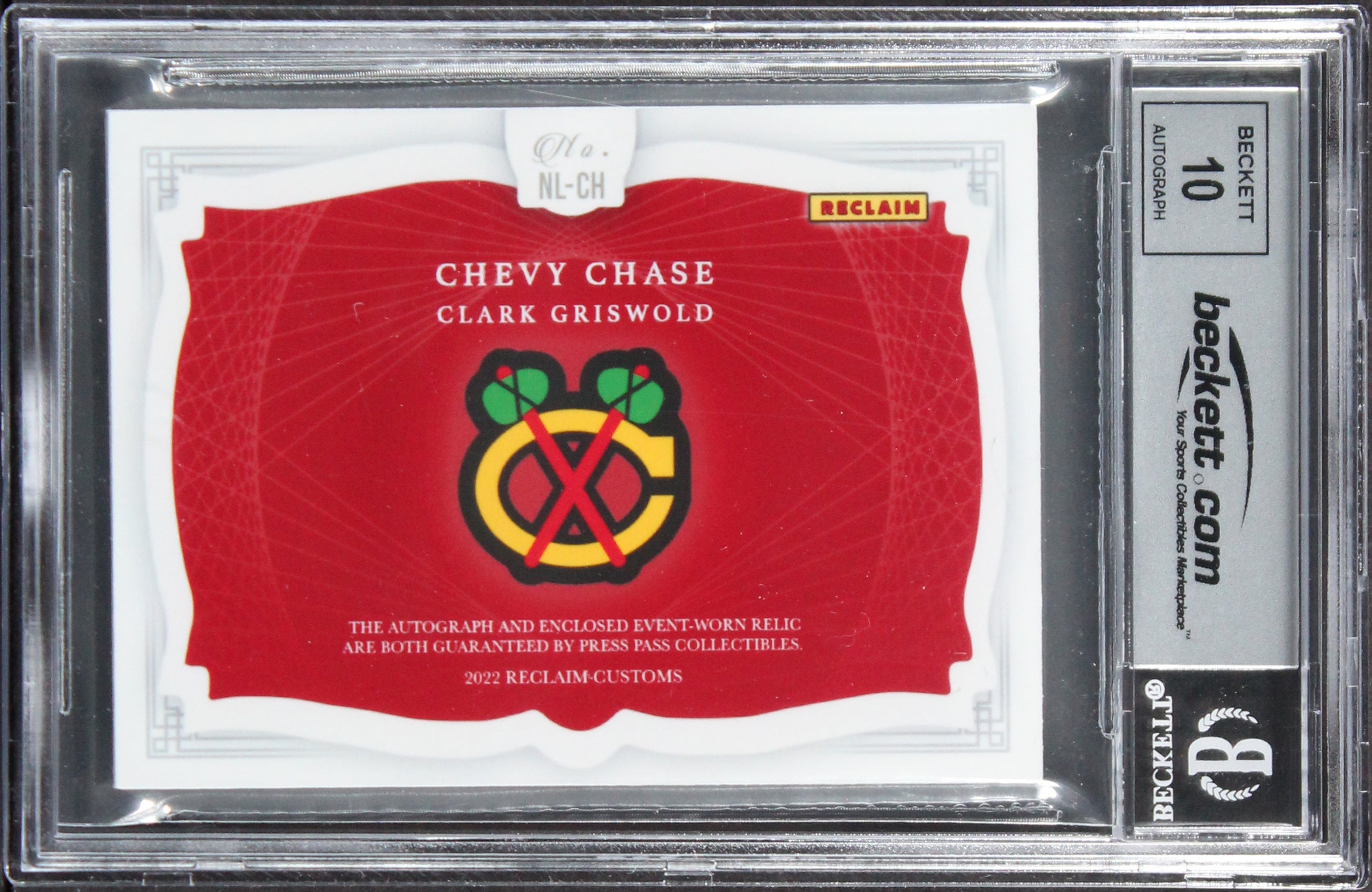 Chevy Chase Signed One of One Gold Custom Patch Trading Card Auto 10! BAS Slab