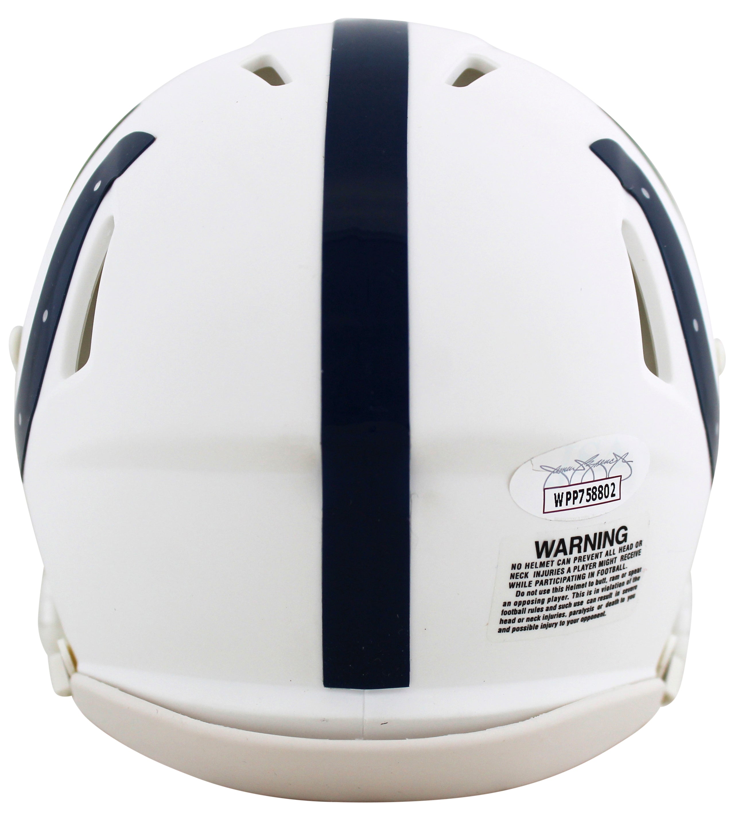 Colts Edgerrin James Signed Flat White Speed Mini Helmet JSA Witness #WPP758802