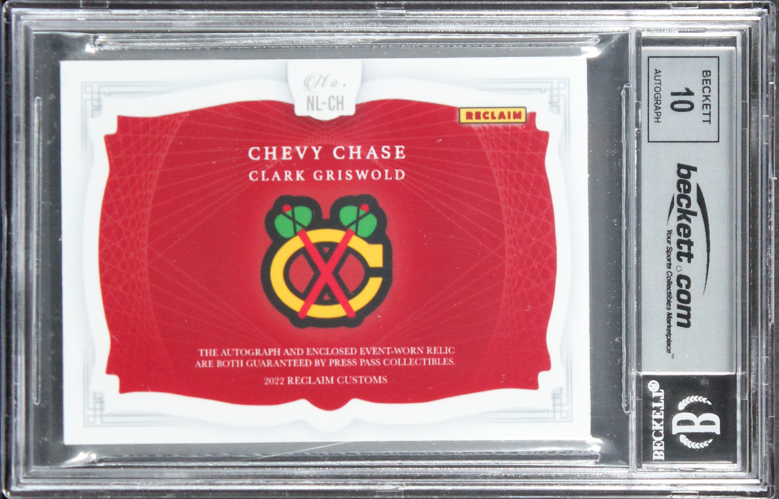 Chevy Chase Christmas Vacation Signed Red #1/5 Patch Card Auto 10! BAS Slabbed