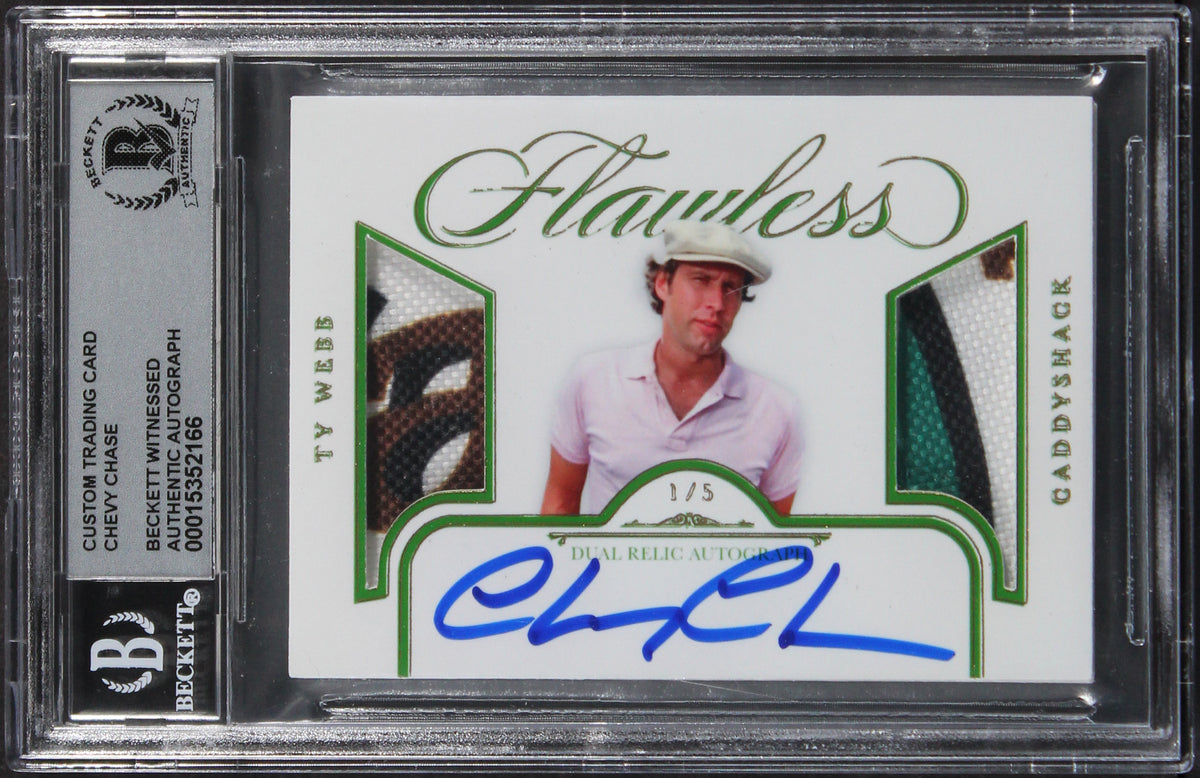 Chevy Chase Caddyshack Signed Gold #1/5 Patch Trading Card Auto 10! BAS Slabbed