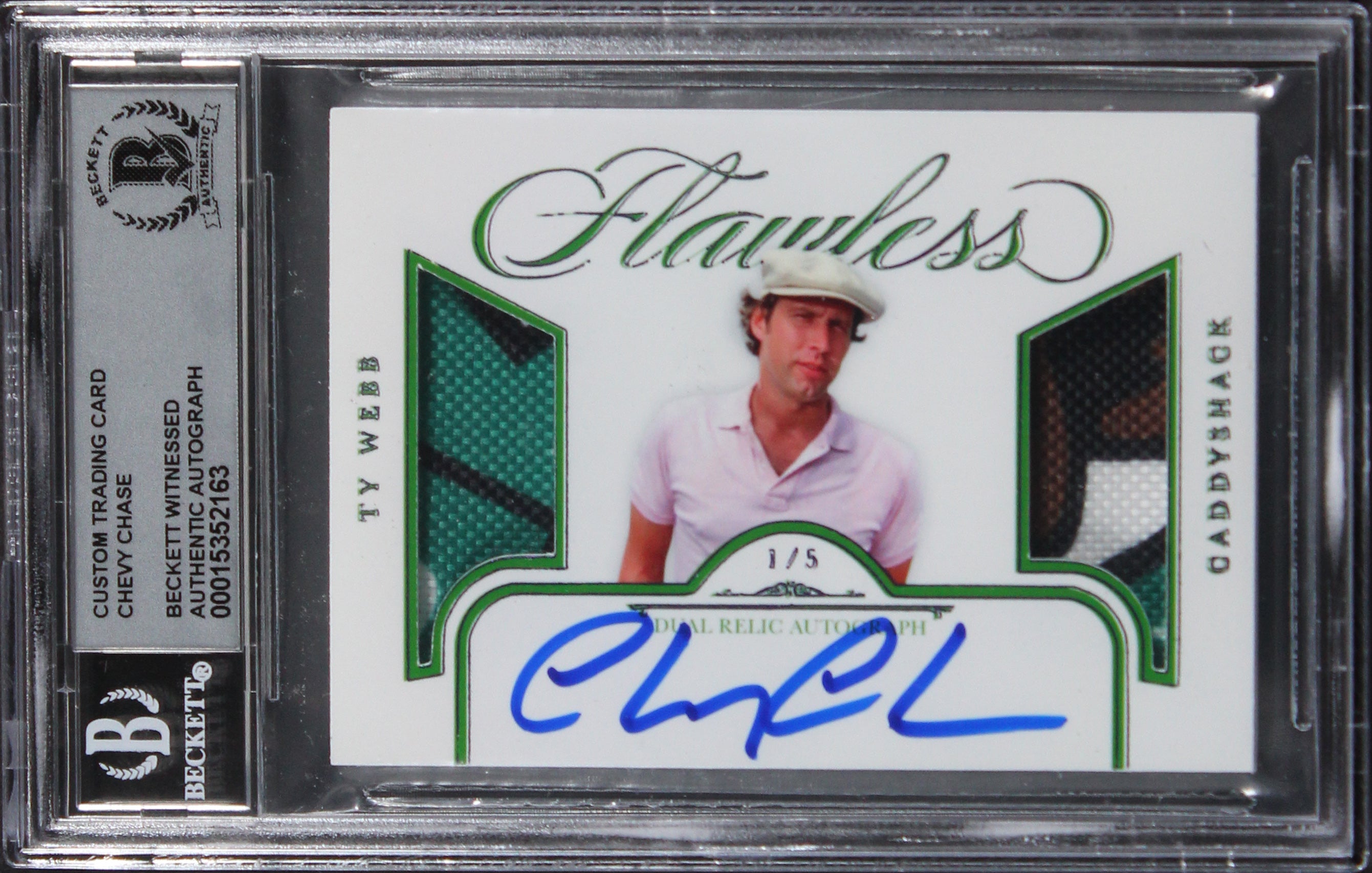 Chevy Chase Caddyshack Signed Purple #1/5 Patch Card Auto 10! BAS Slabbed