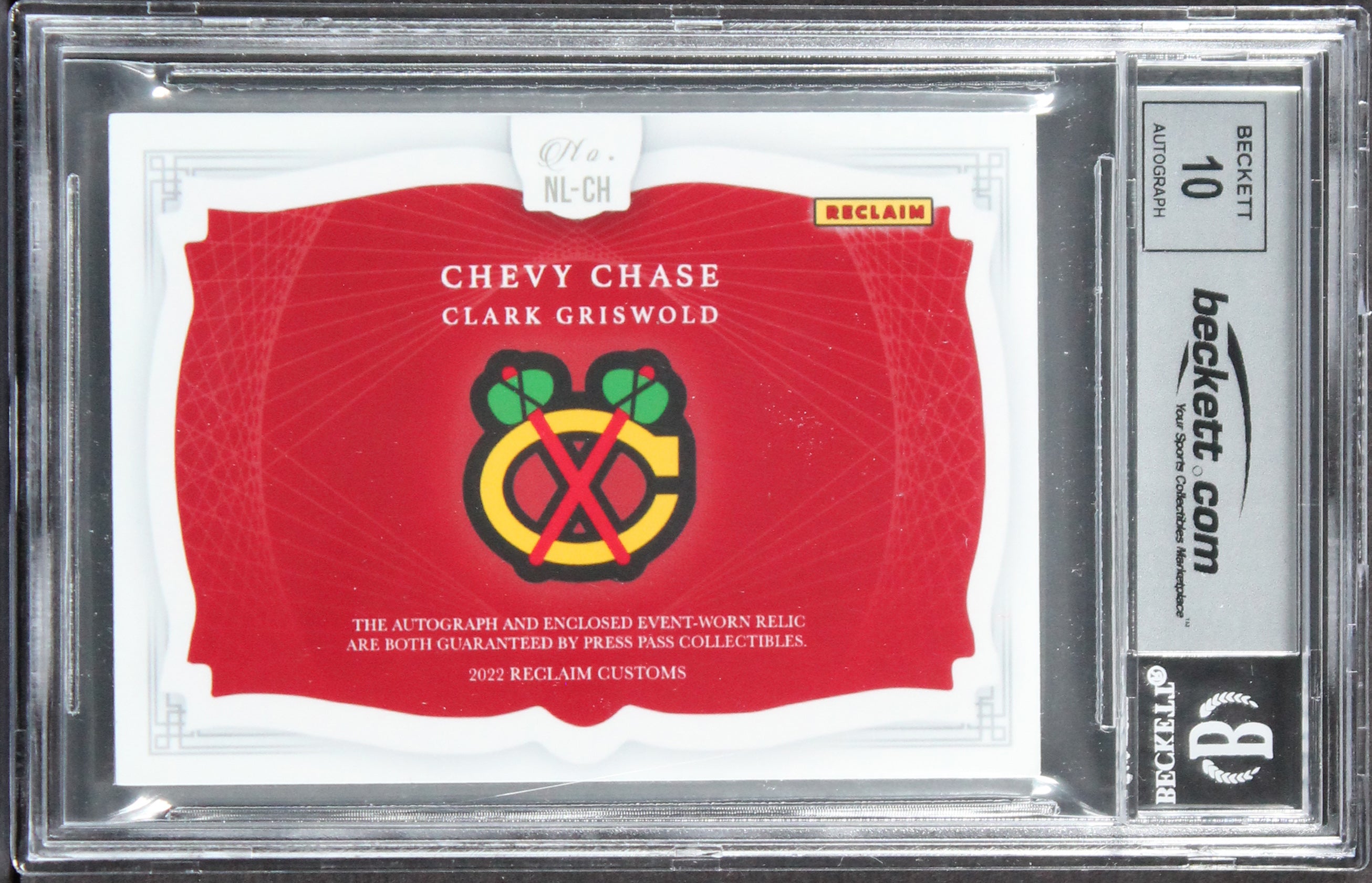 Chevy Chase Christmas Vacation Signed Green #1/10 Patch Card Auto 10 BAS Slabbed