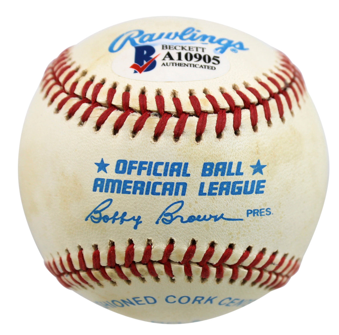 Yankees George Steinbrenner Signed Bobby Brown Oal Baseball BAS #A10905