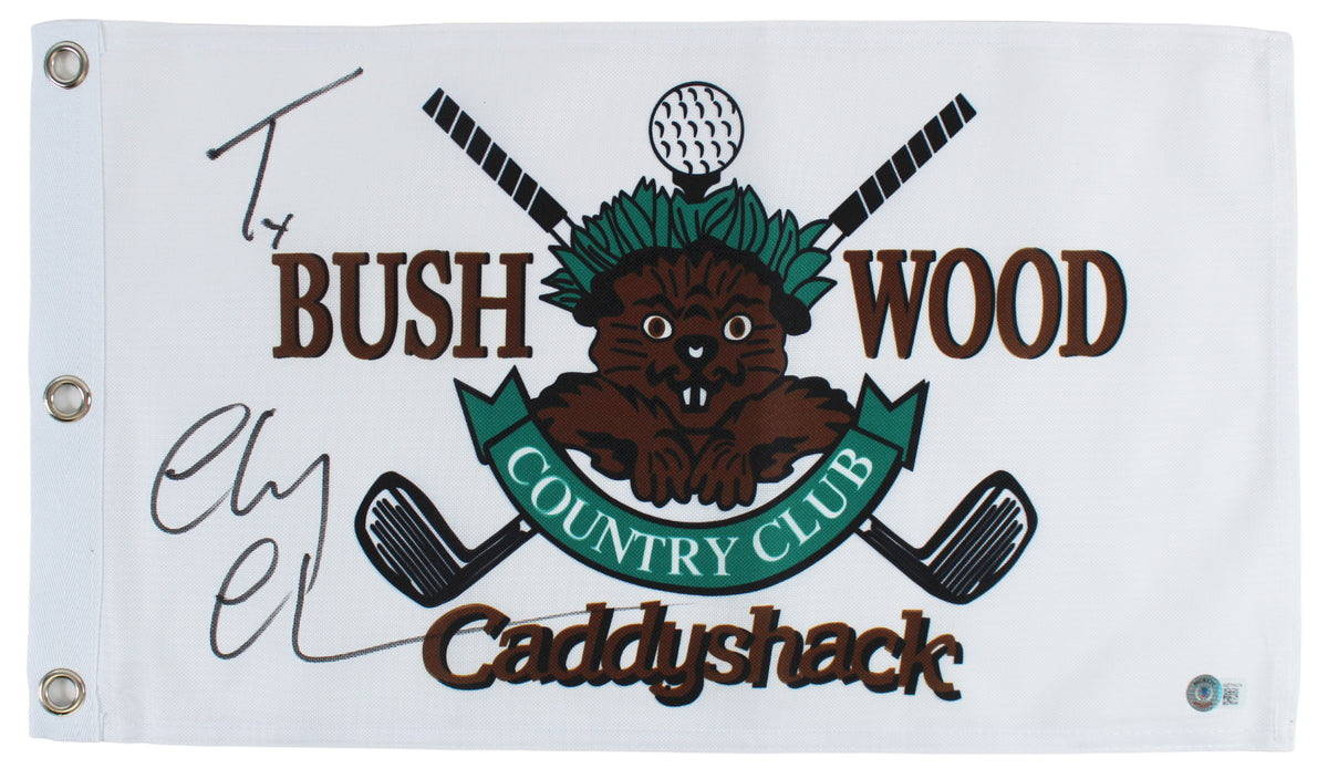 Chevy Chase Caddyshack "Ty" Signed Bushwood Country Club Flag Wit BAS #WZ76674