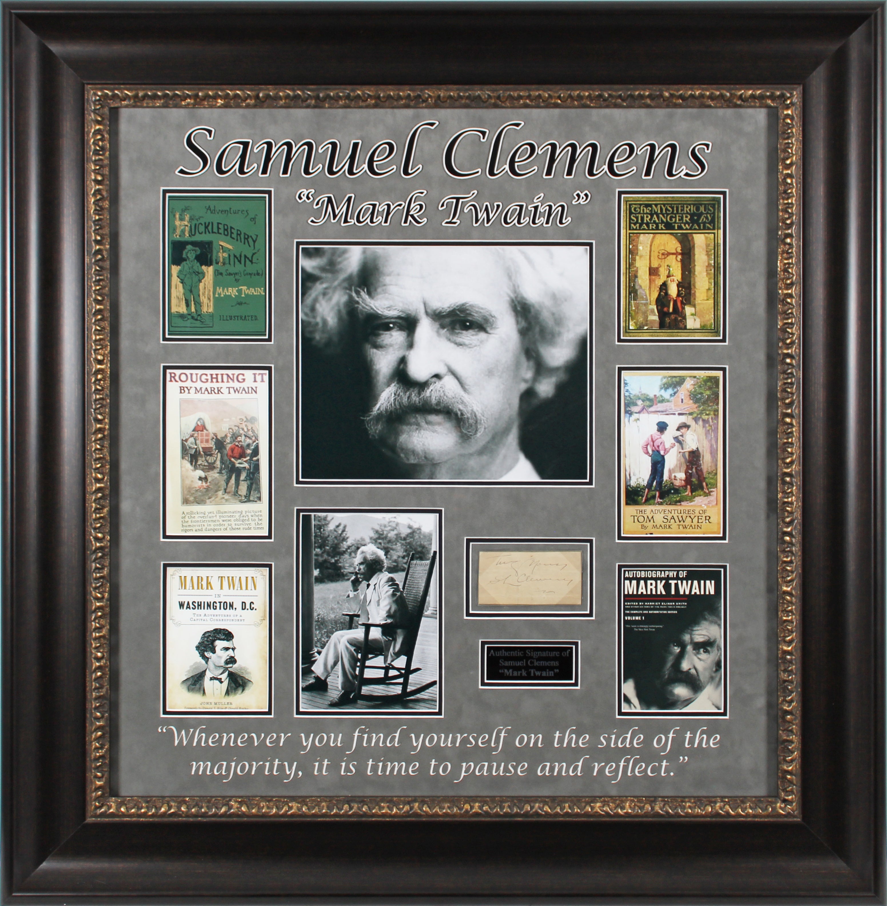 Samuel Clemens "Yours Truly" Signed & Framed 1.75x3.5 Cut Signature BAS #AB76864