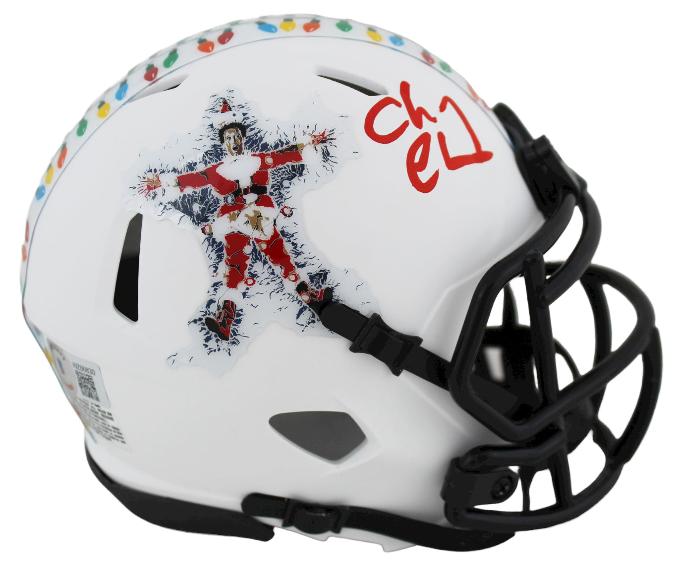Chevy Chase Christmas Vacation Signed White Speed Mini Helmet BAS Wit #WZ66830