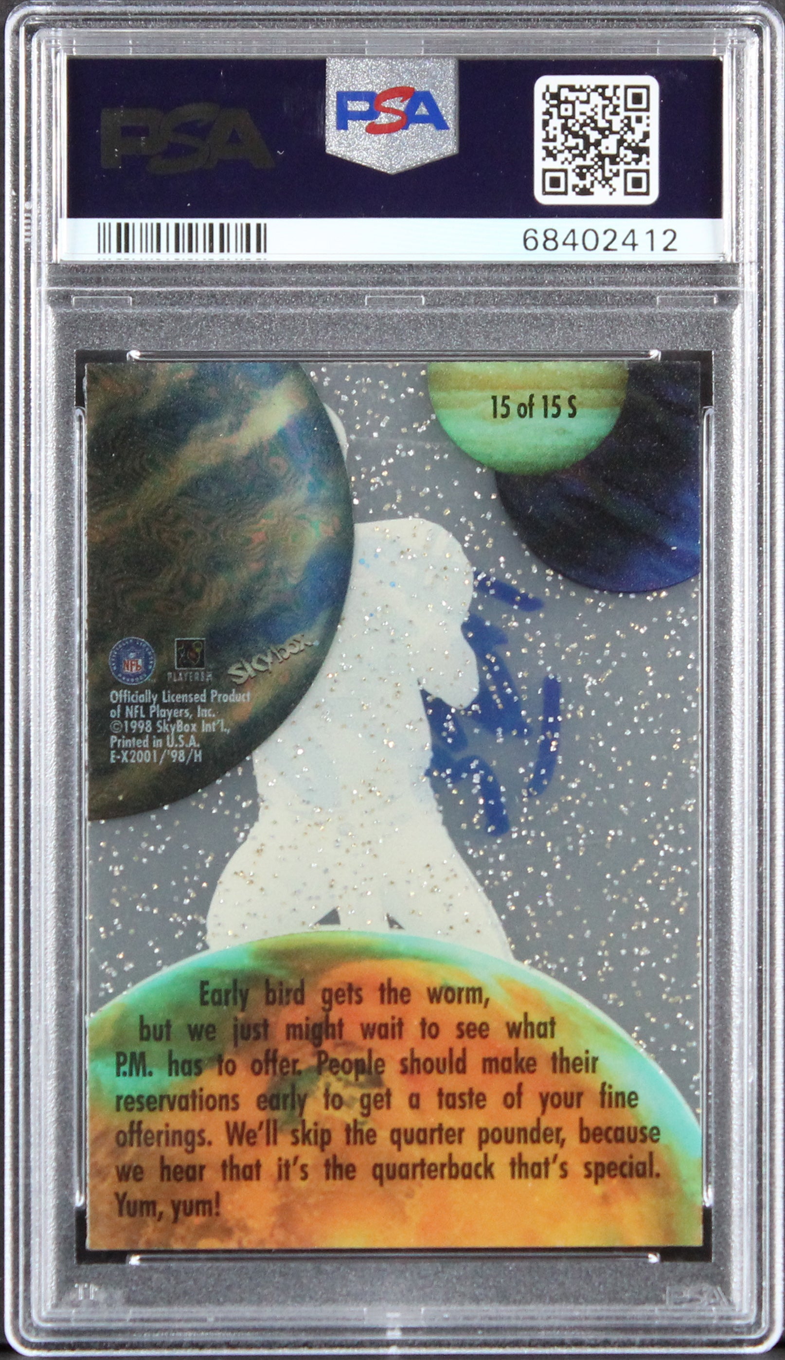 Colts Peyton Manning Signed 1998 Skybox E - X2001 #15 RC Card Auto 9! PSA Slab