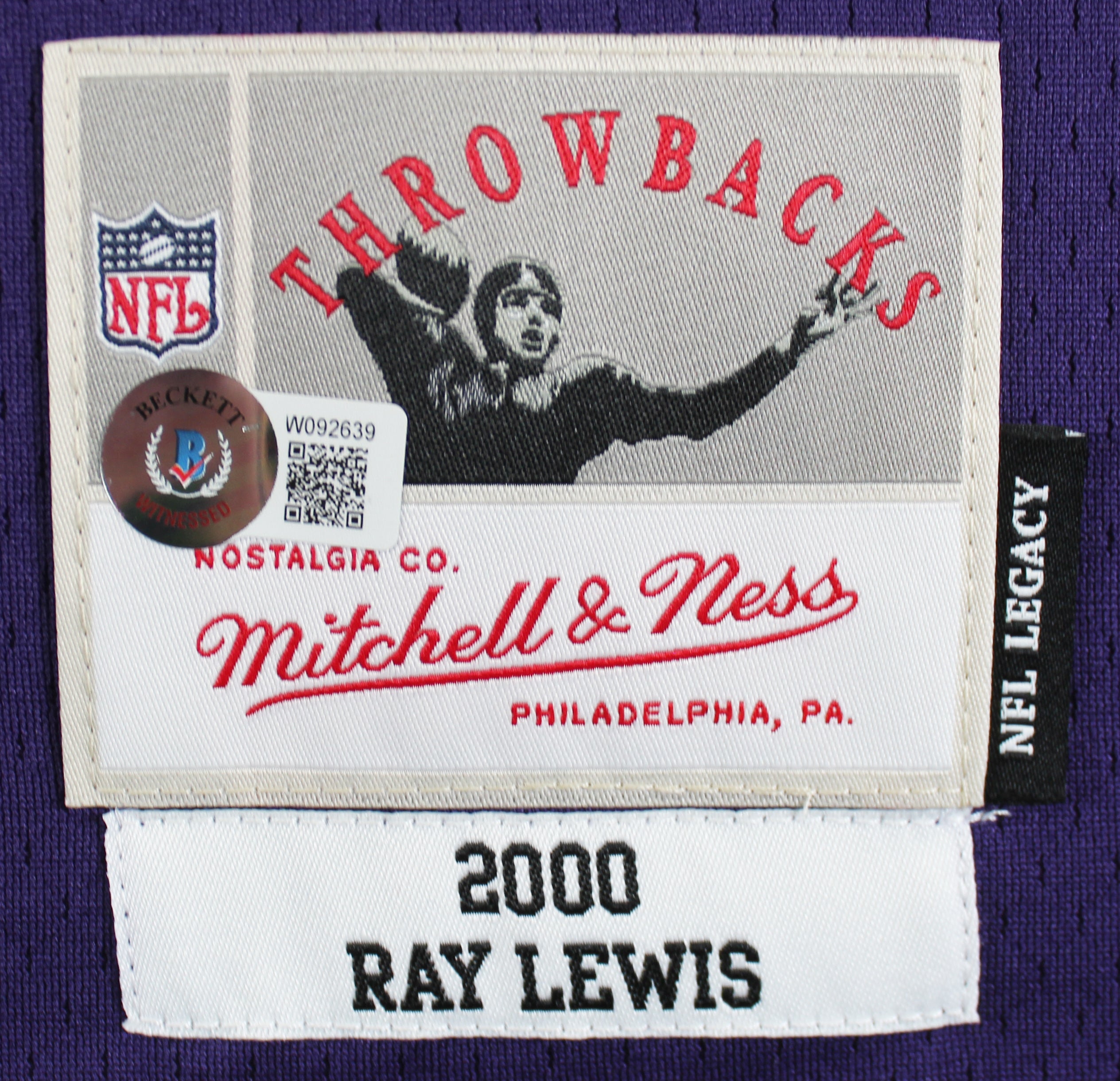 Ravens Ray Lewis Authentic Signed Purple Mitchell & Ness Jersey BAS Witnessed