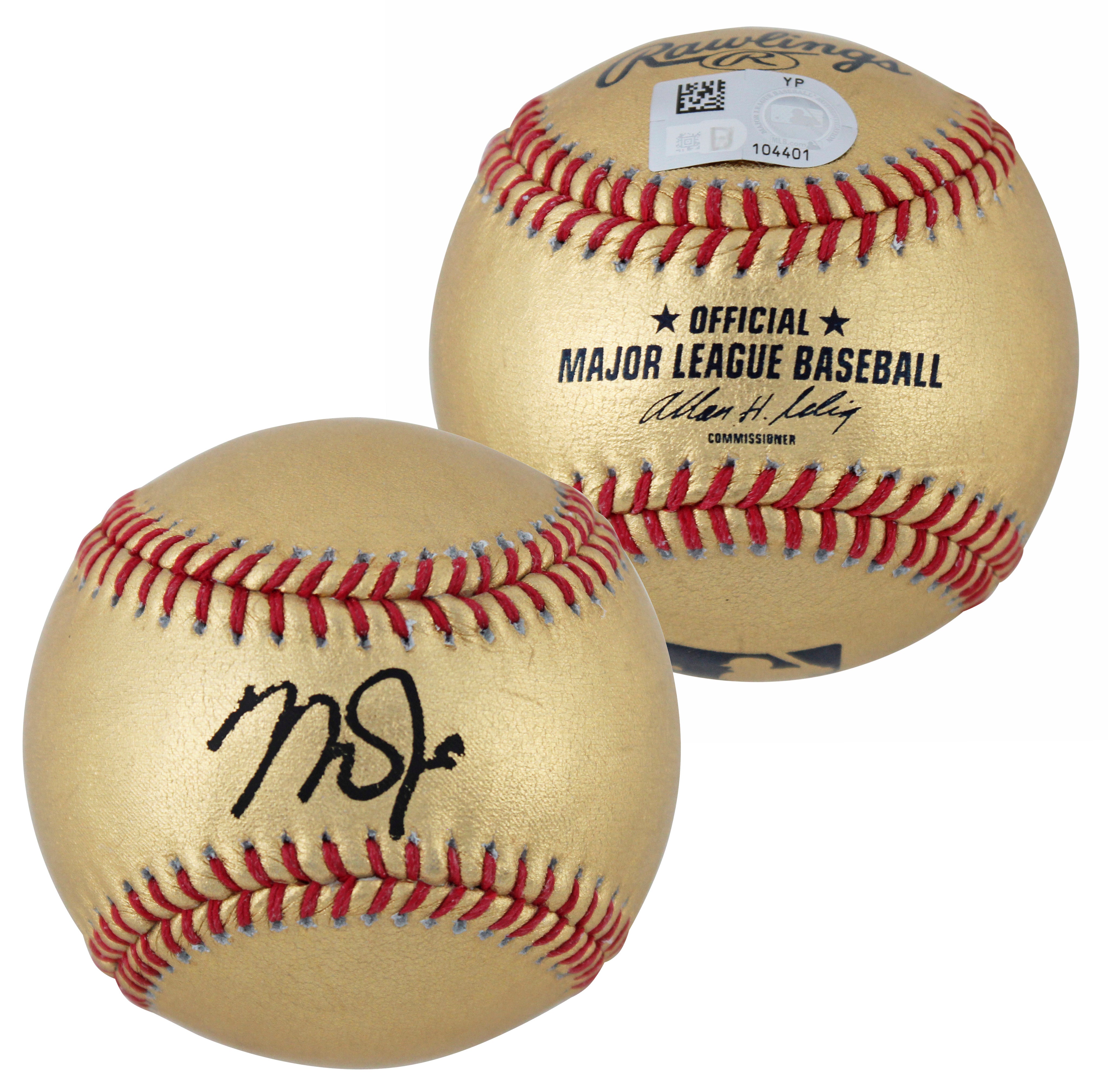 Angels Mike Trout Authentic Signed Gold Oml Baseball Autographed MLB #YP104401