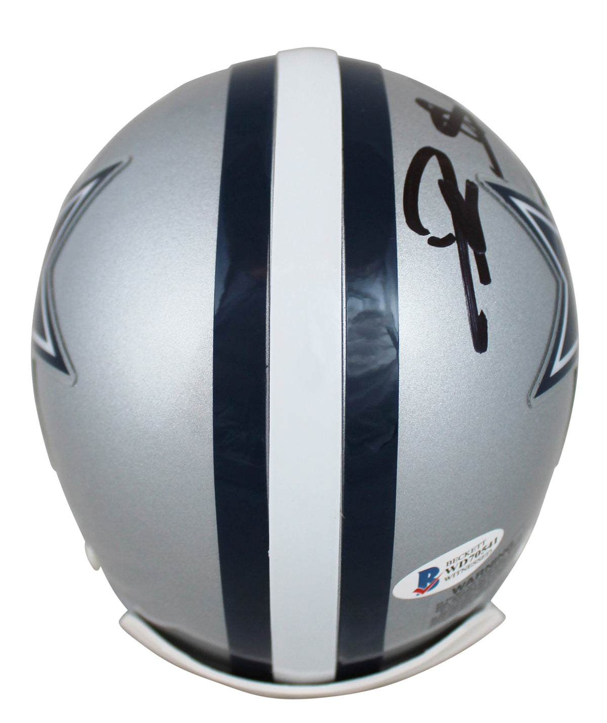 Cowboys Deion Sanders Authentic Signed Silver Rep Mini Helmet BAS Witnessed