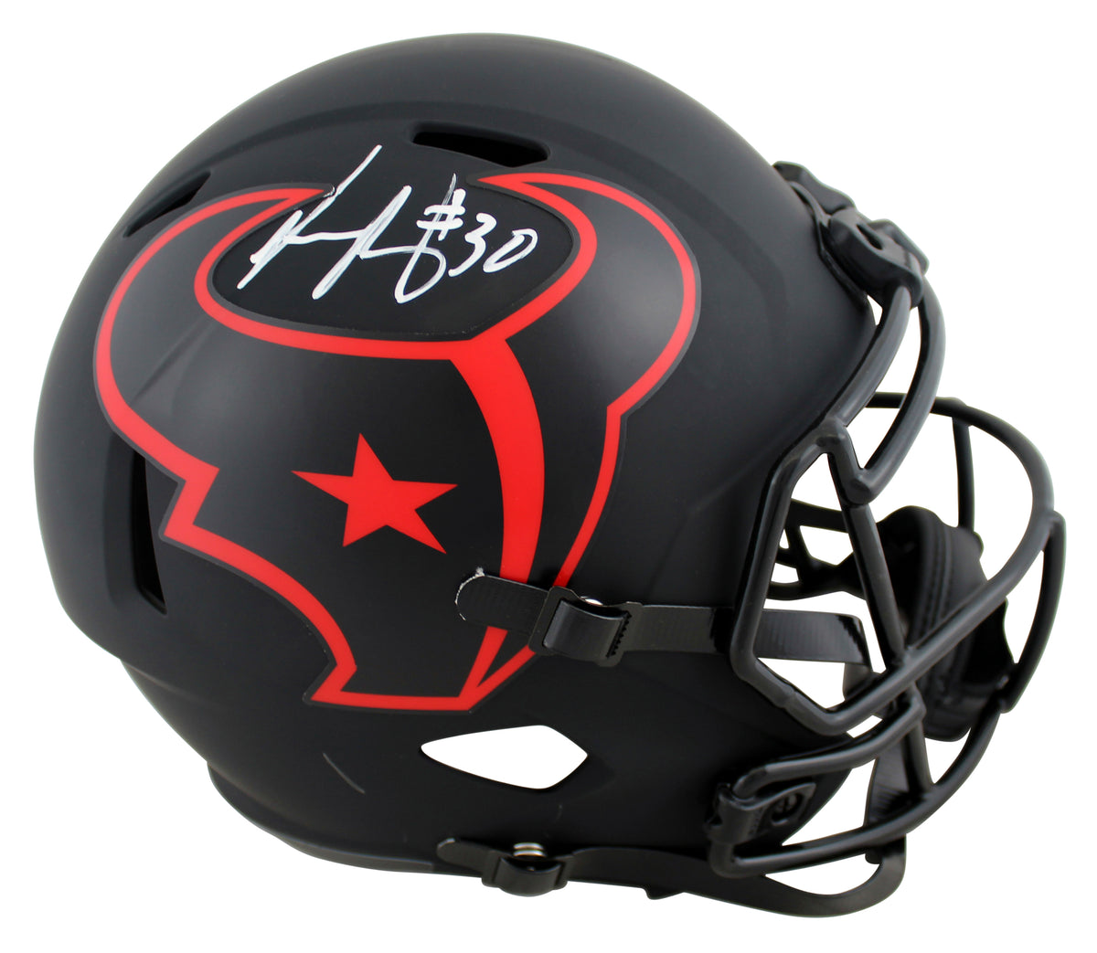 Texans Phillip Lindsay Signed Eclipse Full Size Speed Rep Helmet BAS Witnessed