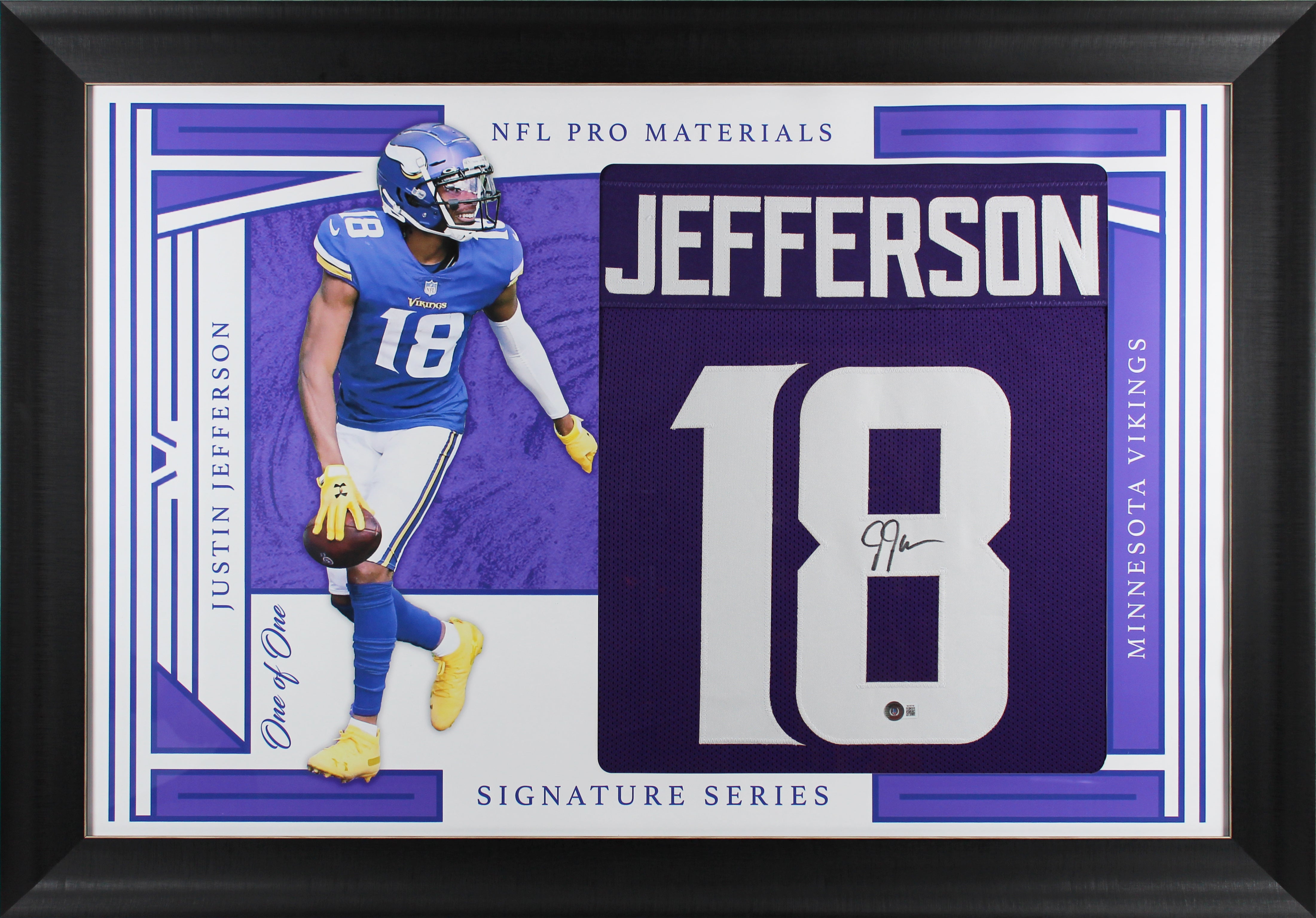 Justin Jefferson Authentic Signed One of One Jersey Framed Display BAS Witnessed