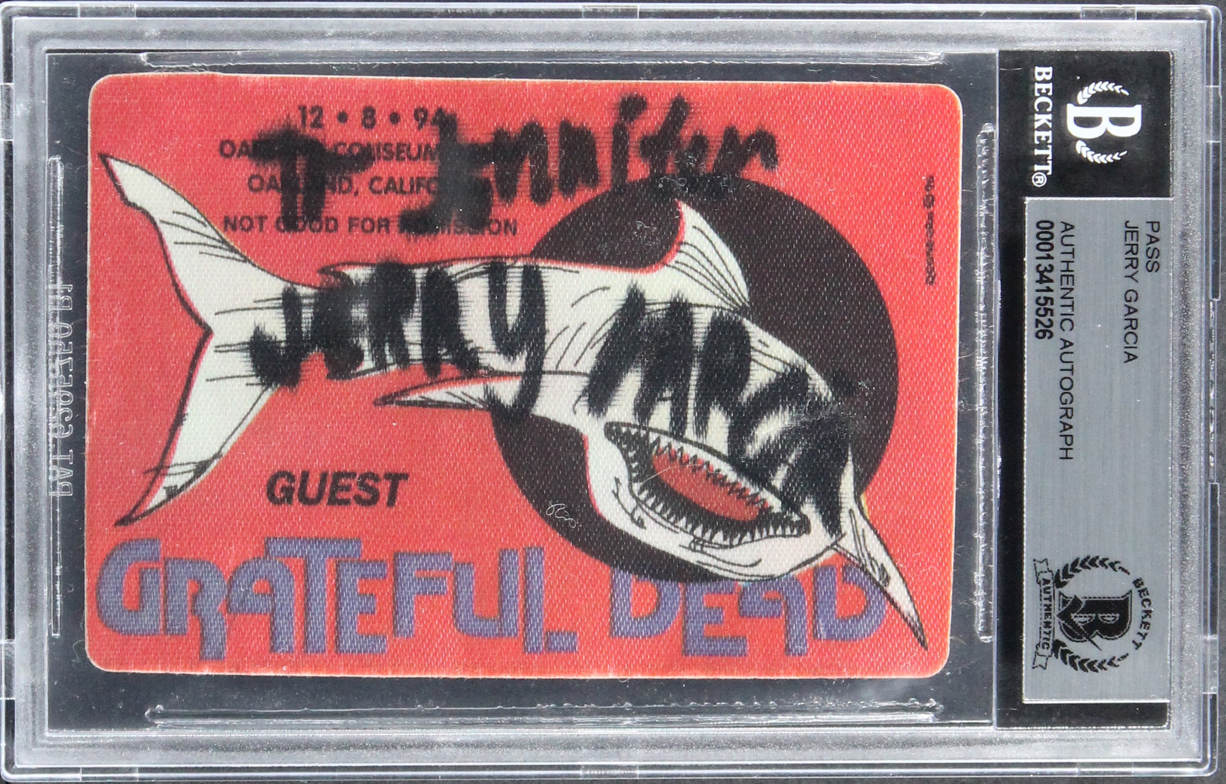 Jerry Garcia Grateful Dead Signed 2.5x3.65 1994 Back Stage Concert Pass BAS Slab