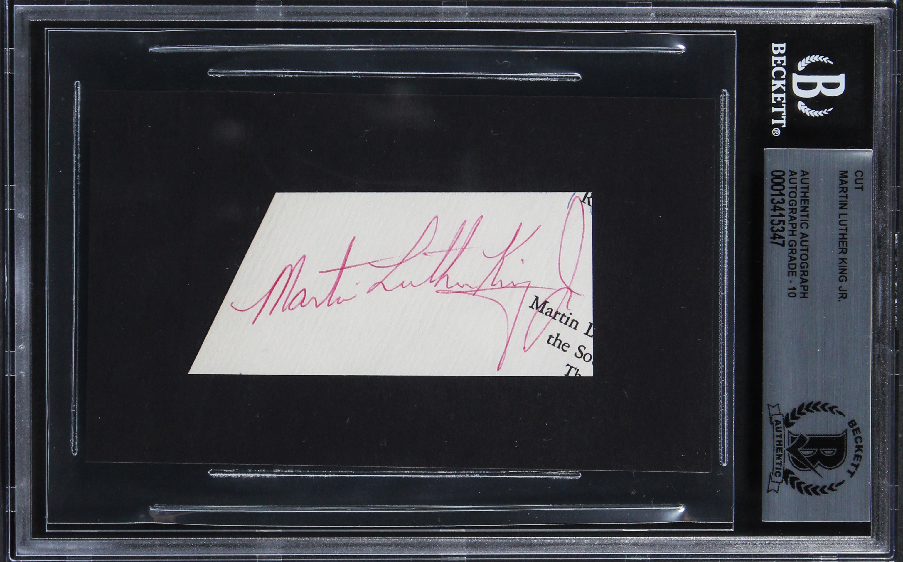 Martin Luther King Jr. Signed 1.5x3 Cut Signature Auto Graded 10! BAS Slabbed