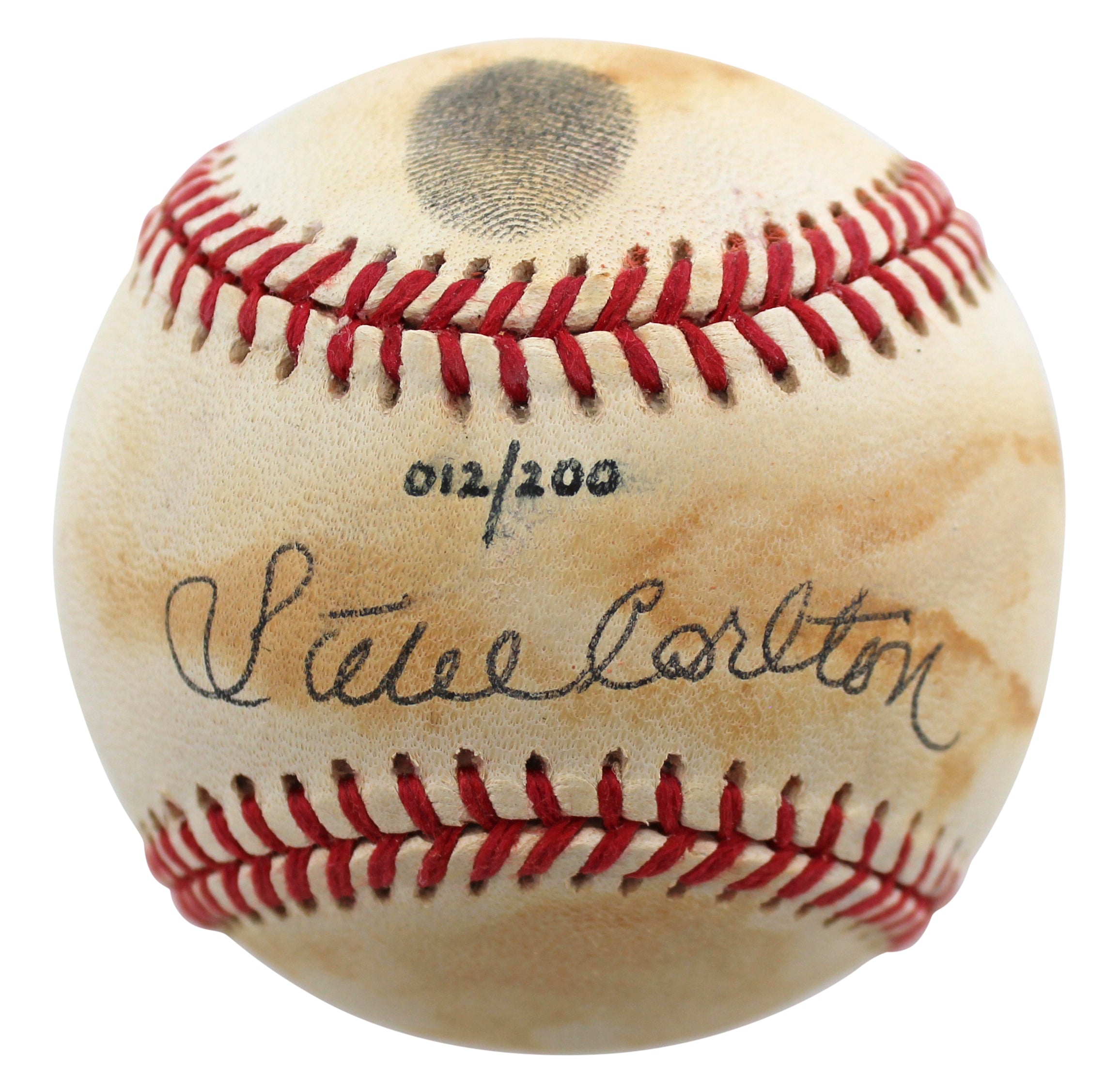 Phillies Steve Carlton Signed Thumbprint Onl Baseball LE #12/200 BAS #BD23249