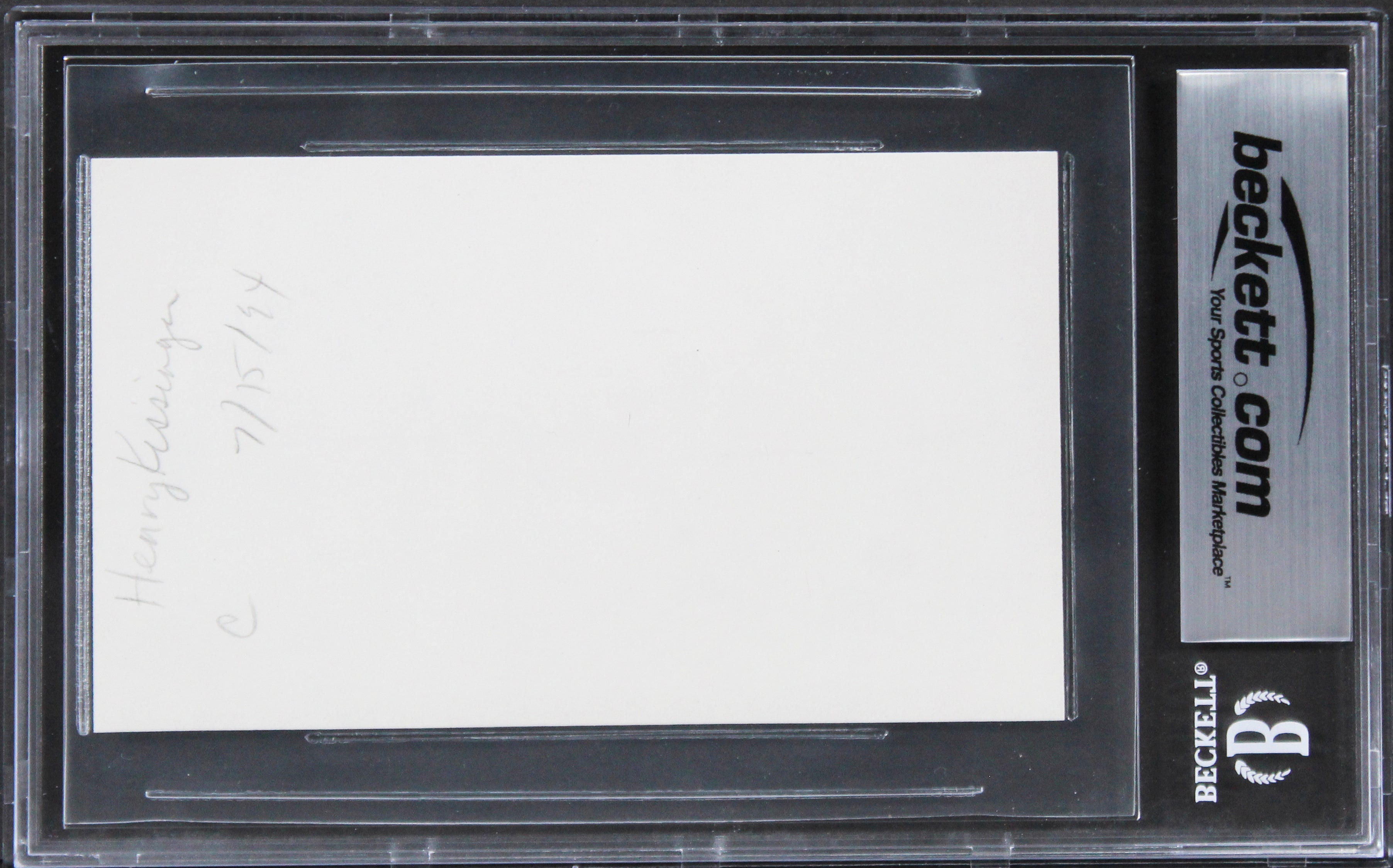 Henry Kissinger Authentic Signed 3x5 Index Card Auto Graded 10 BAS Slabbed