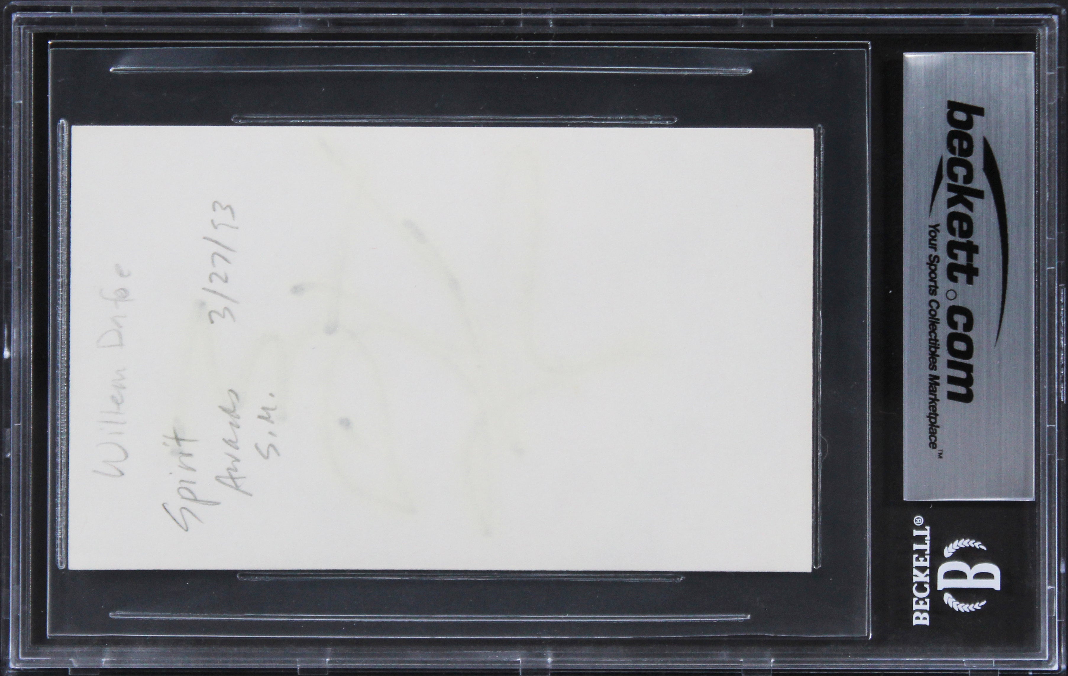 Willem Dafoe Spider-Man Authentic Signed 3x5 Index Card BAS Slabbed 1