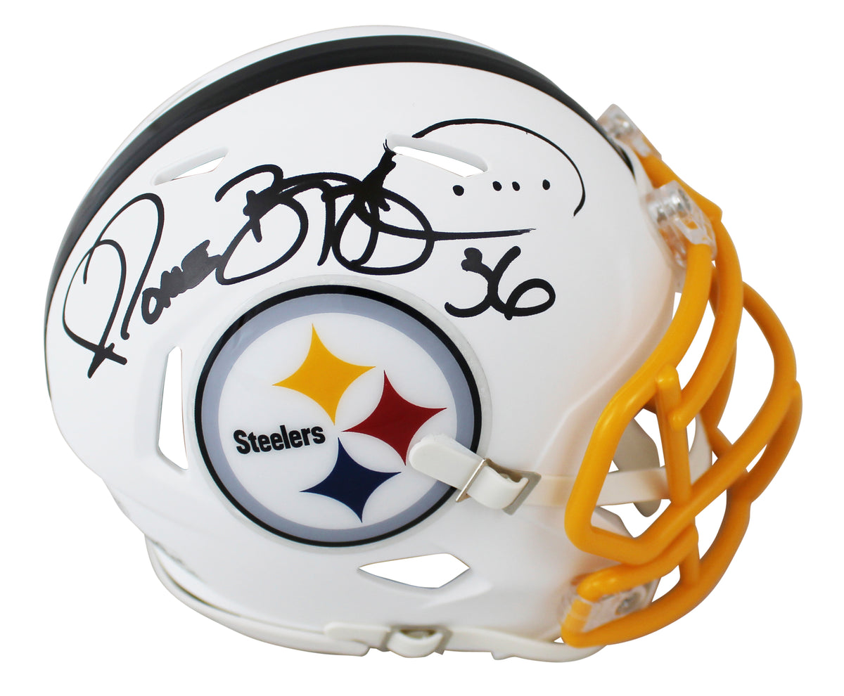 Steelers Jerome Bettis Authentic Signed Flat White Speed Mini Helmet BAS Witness