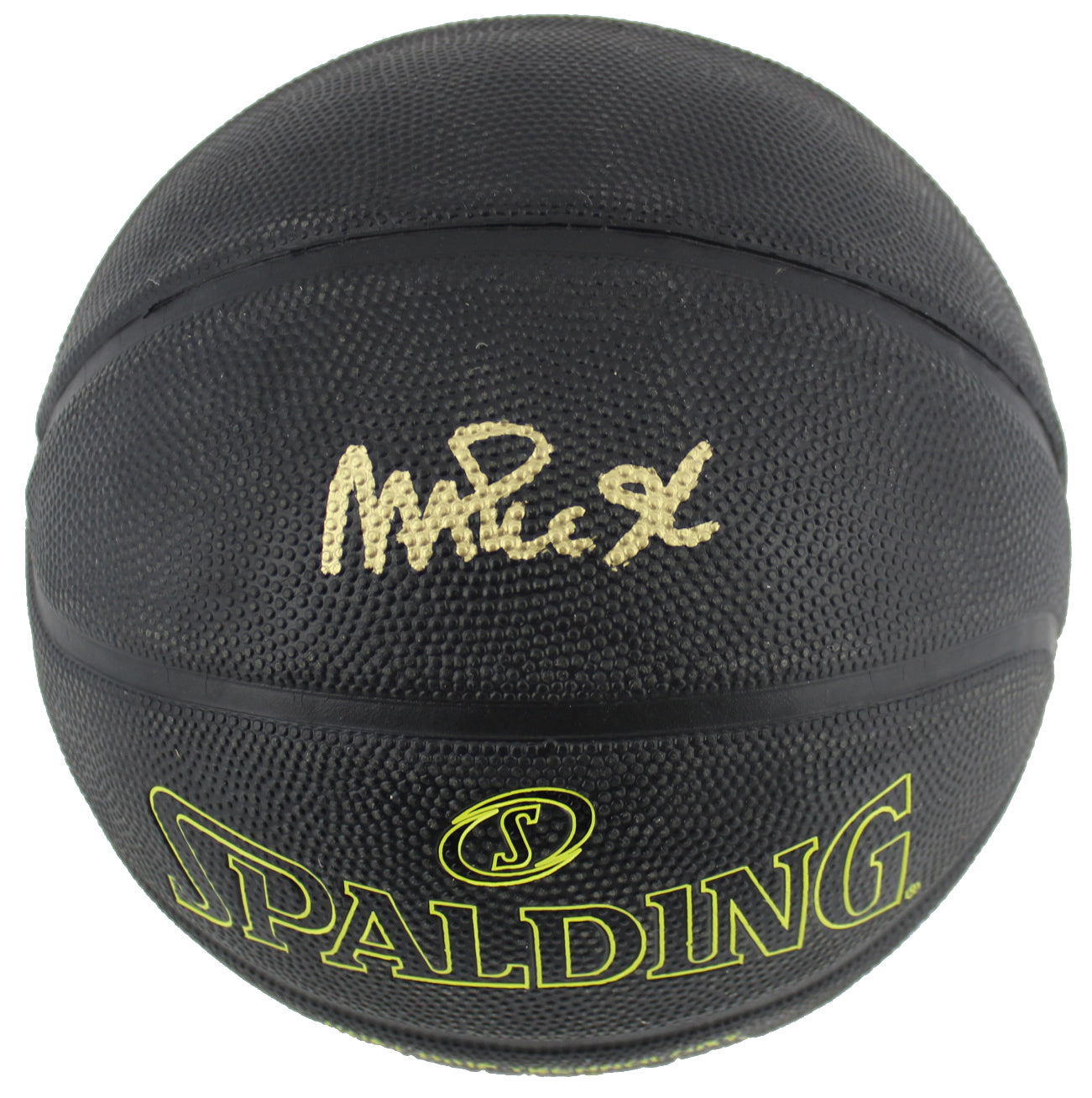 Lakers Magic Johnson Authentic Signed in Gold Spalding Black Basketball BAS