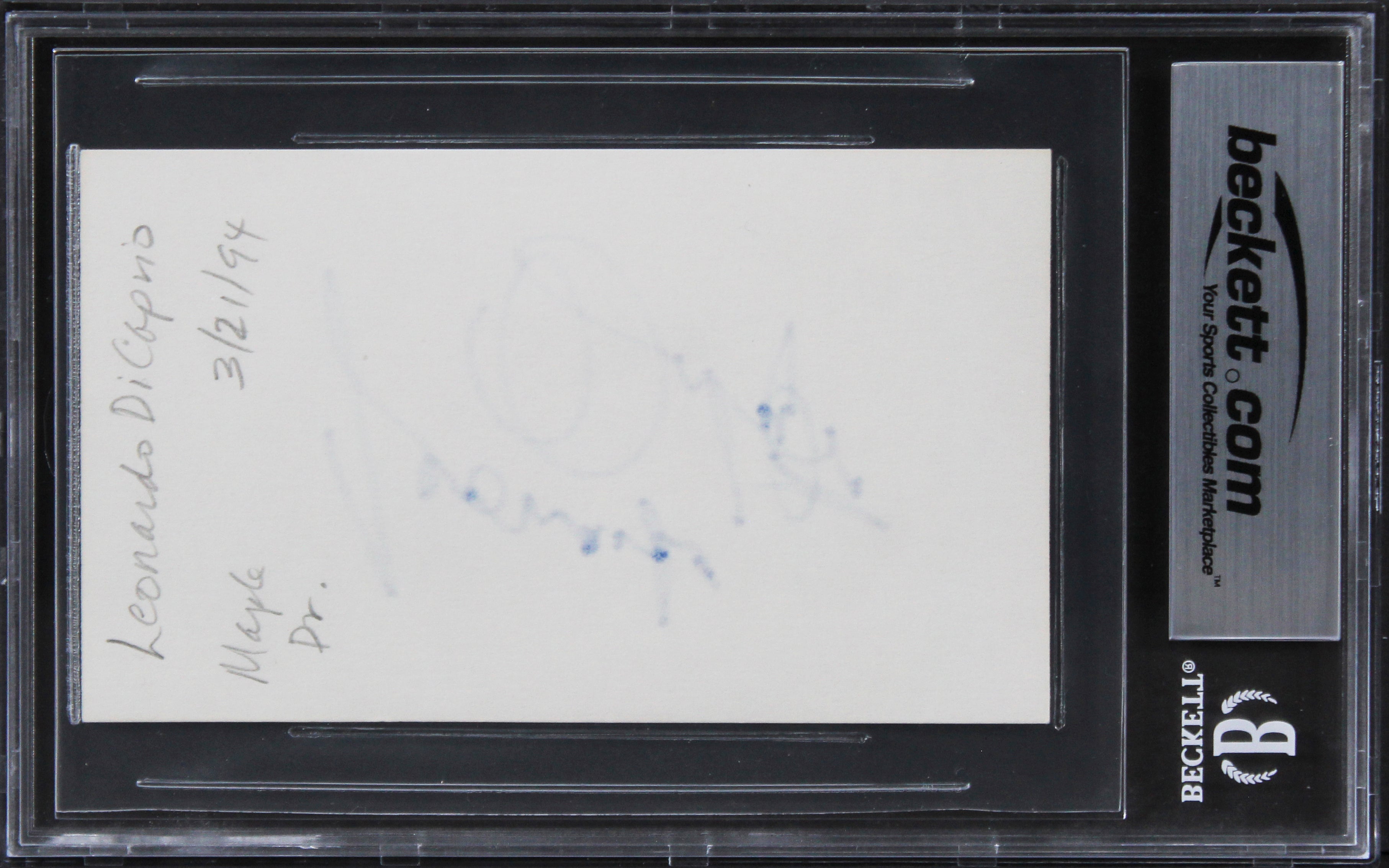 Leonardo Dicaprio Titanic Signed 3x5 Index Card Auto Graded Gem Mint 10 BAS Slab
