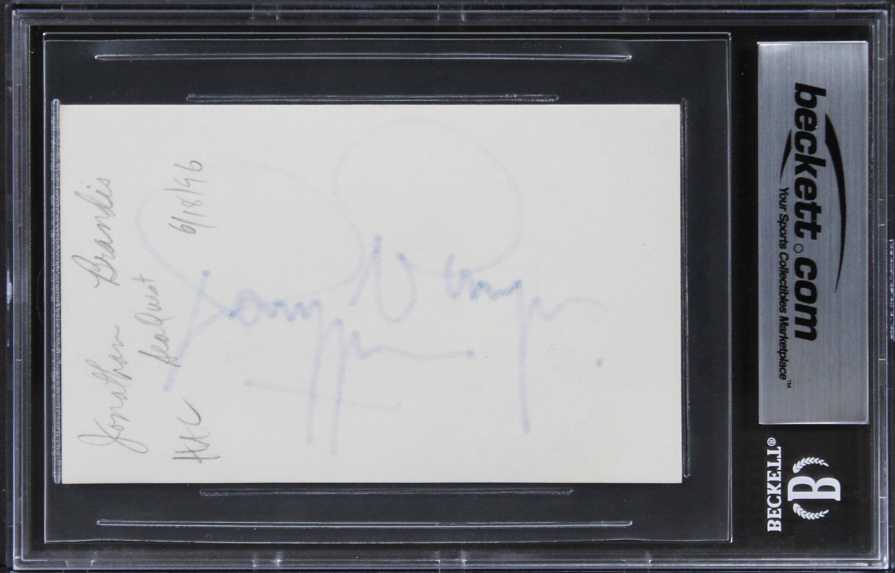 Jonathan Brandis Ladybugs Signed 3x5 Index Card Auto Graded Mint 10 BAS Slab 1