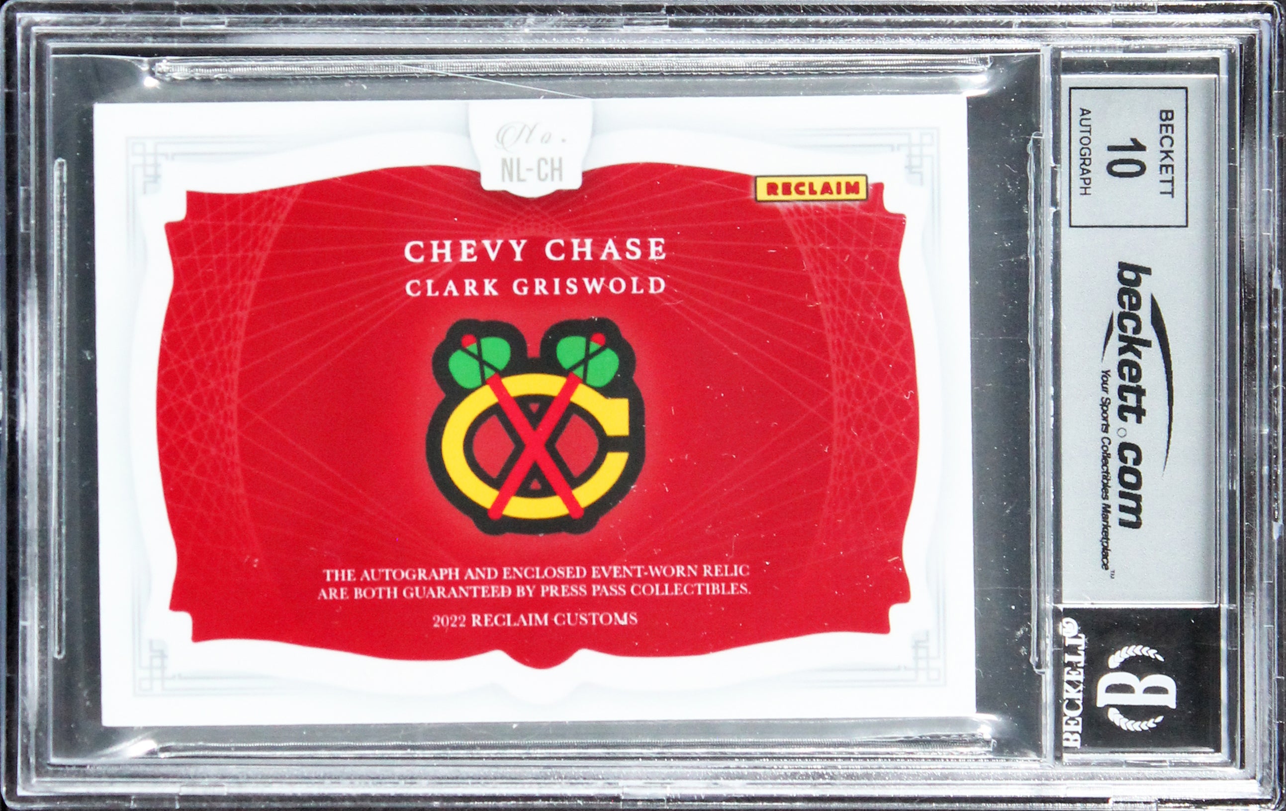 Chevy Chase Christmas Vacation Signed Green #d/10 Patch Card Auto 10 BAS Slabbed