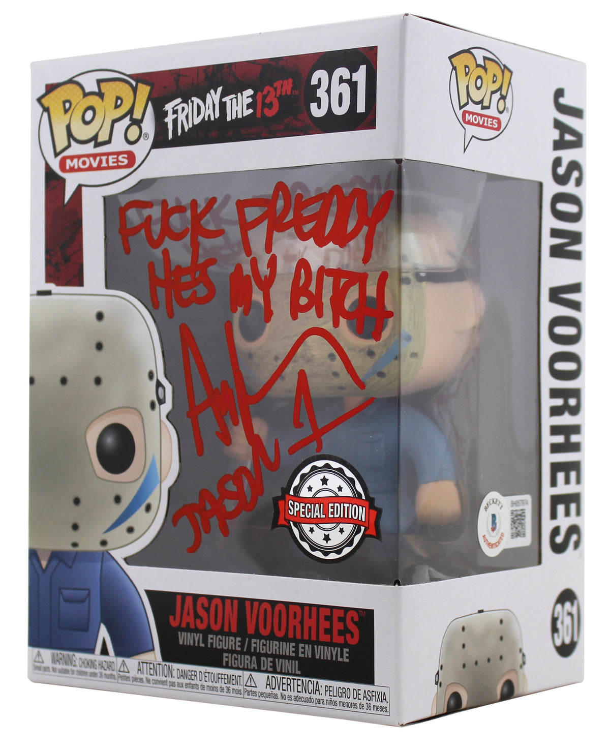 Ari Lehman F' Freddy He's My B*** Signed Funko Pop Vinyl Figure #361 Red Sig BAS