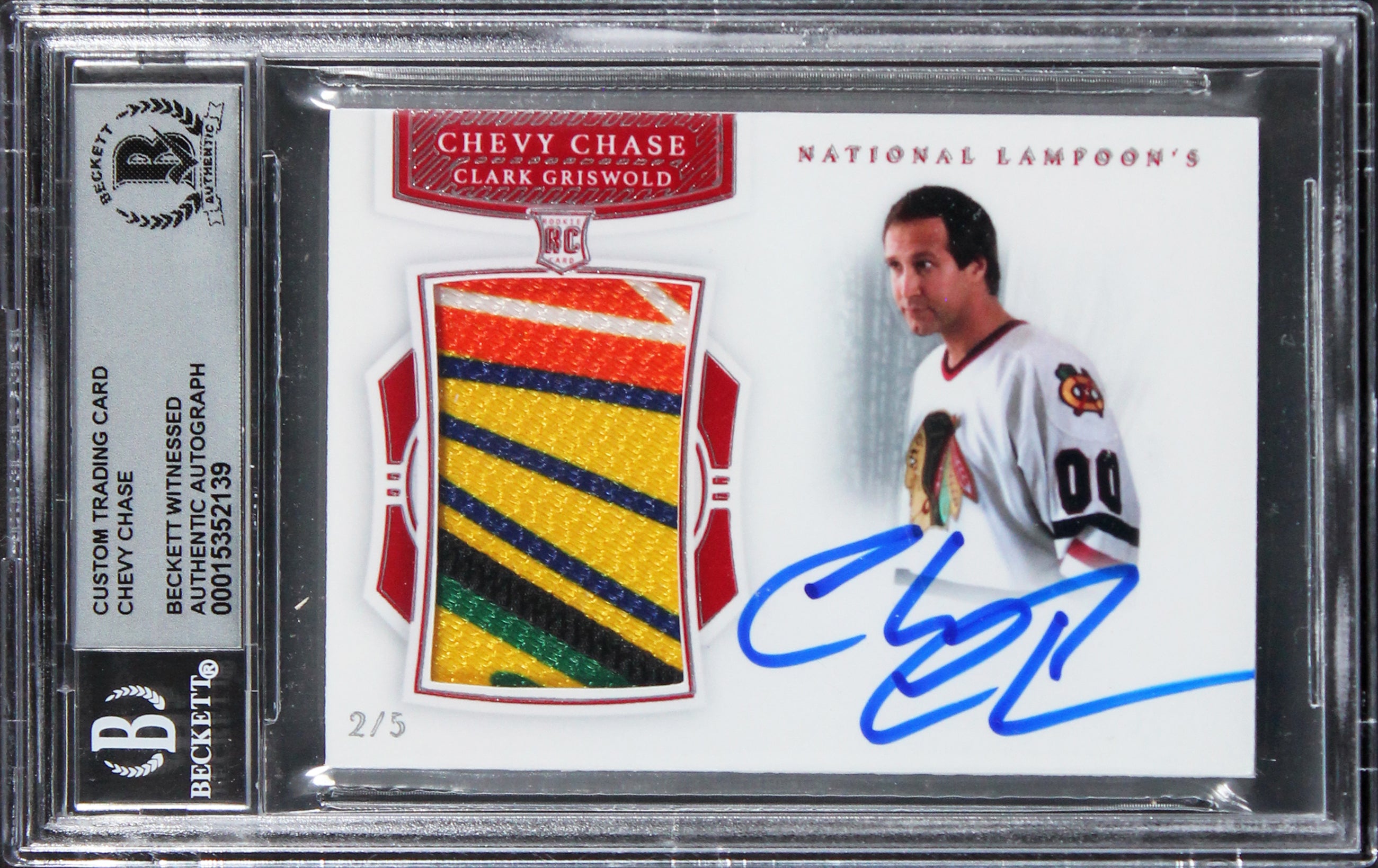 Chevy Chase Christmas Vacation Signed Patch Silver #'d/5 Card Auto 10 BAS Slab