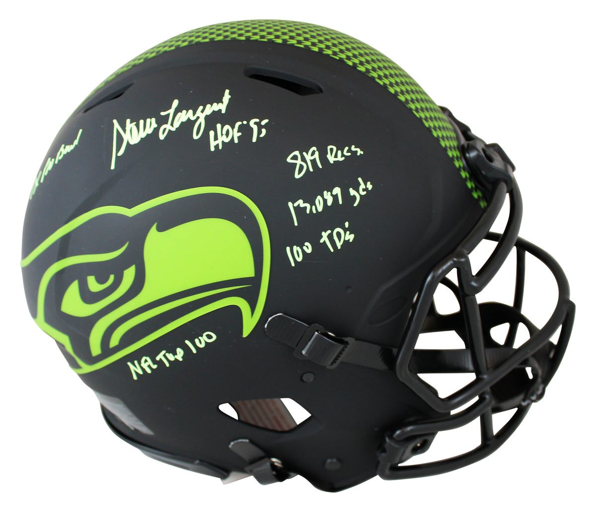 Seahawks Steve Largent "Career Stat" Signed Eclipse F/S Speed Proline Helmet BAS