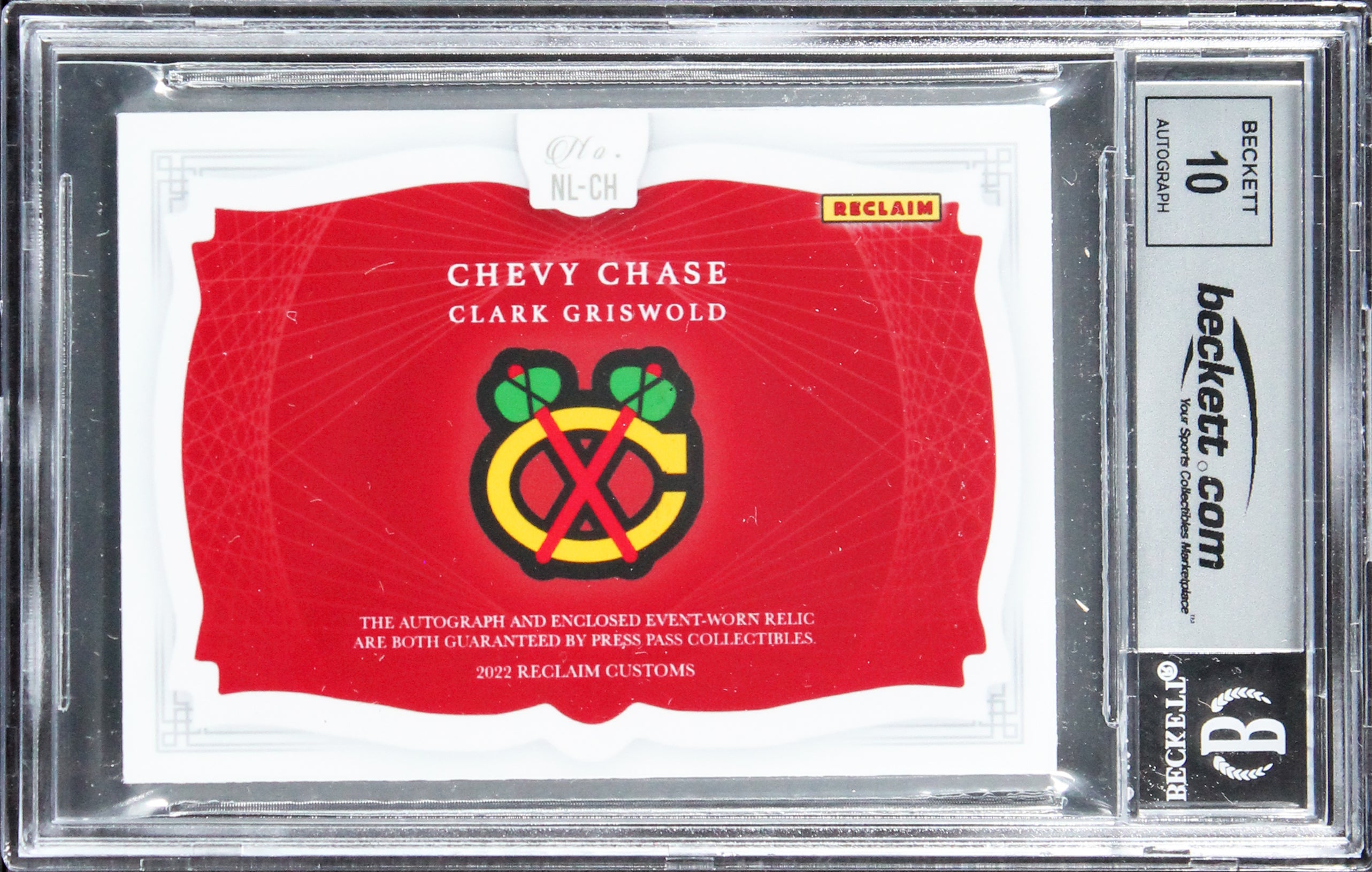Chevy Chase Christmas Vacation Signed Patch Silver #'d/5 Card Auto 10 BAS Slab