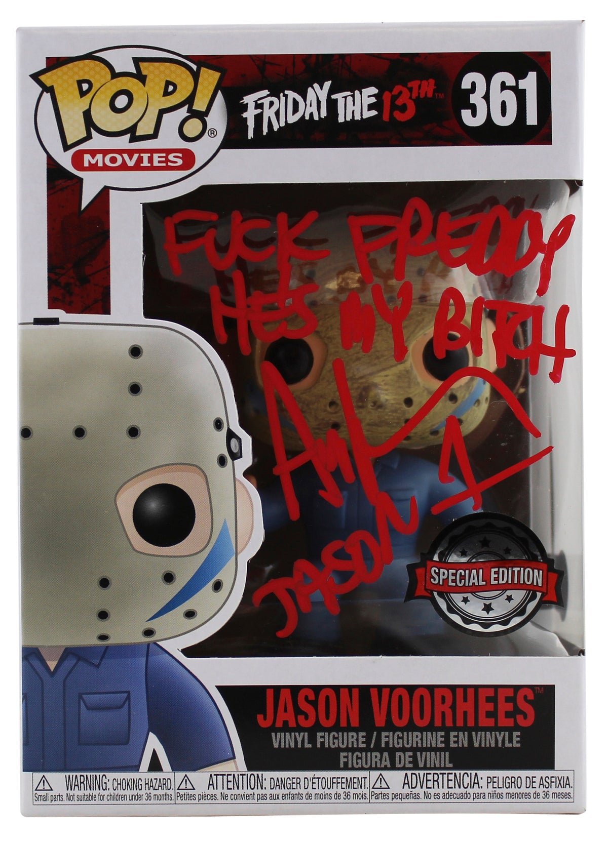 Ari Lehman F' Freddy He's My B*** Signed Funko Pop Vinyl Figure #361 Red Sig BAS