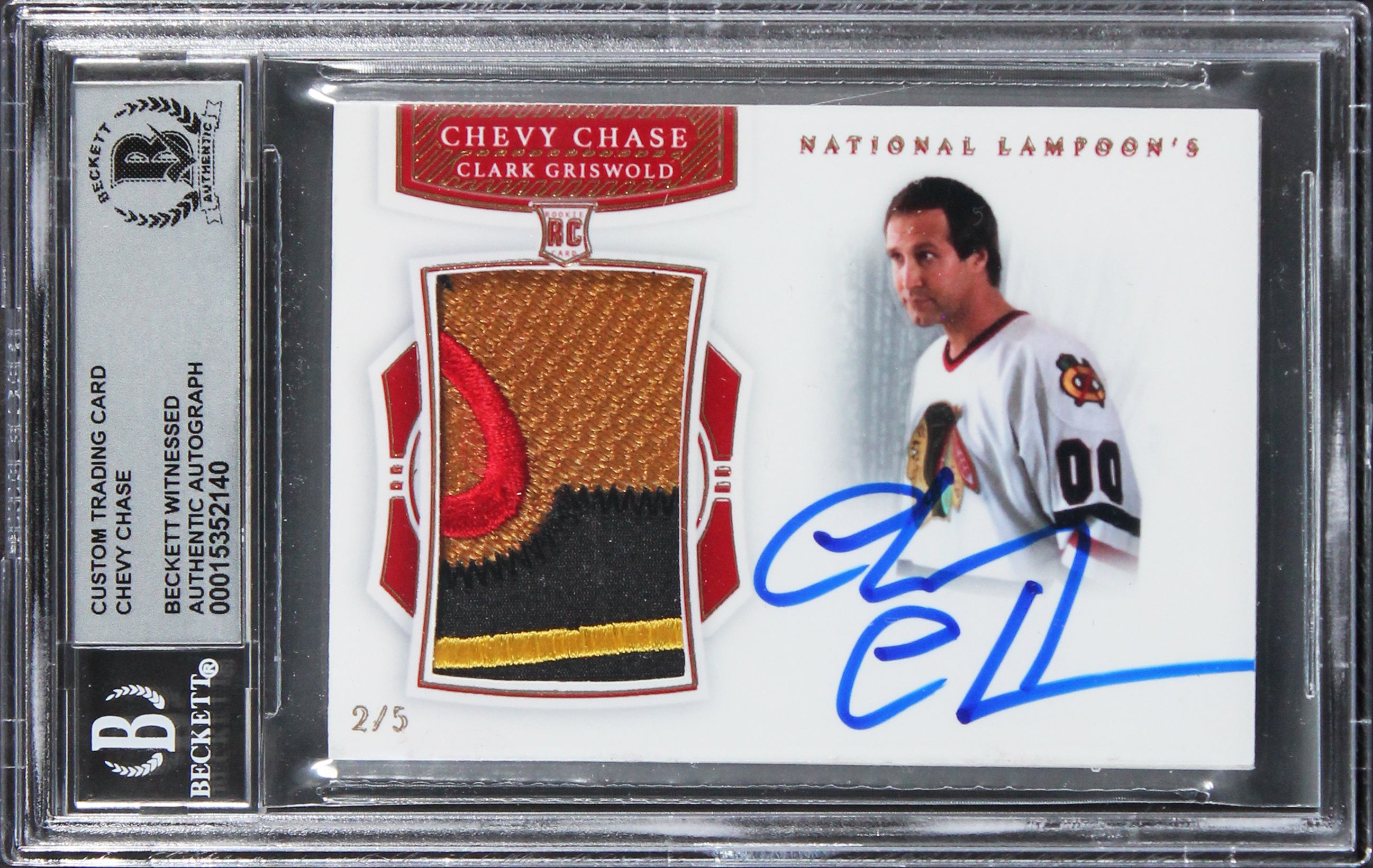 Chevy Chase Christmas Vacation Signed Patch Gold #'d/5 Card Auto 10 BAS Slabbed