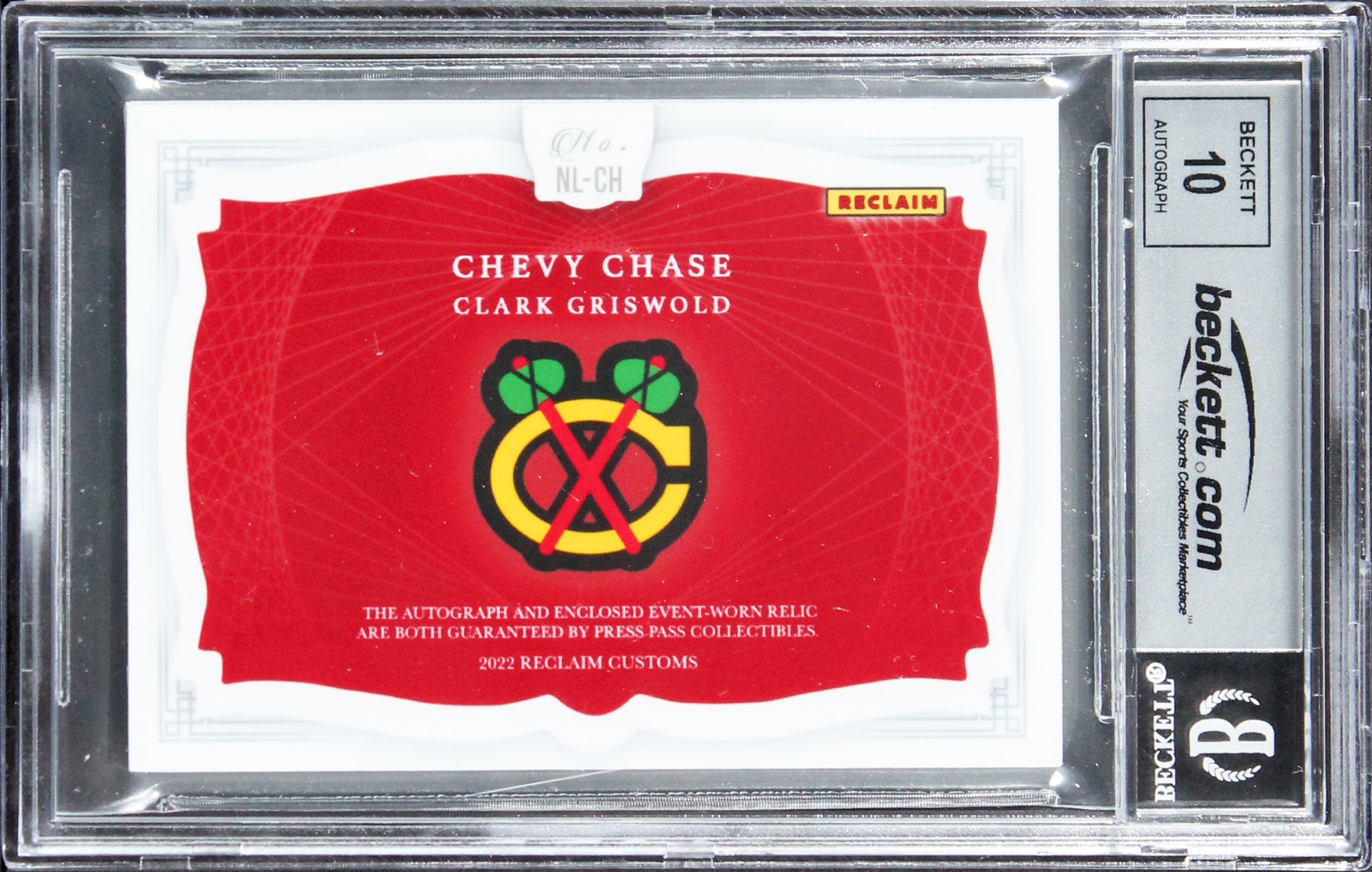 Chevy Chase Christmas Vacation Signed Red #'d/5 Patch Card Auto 10! BAS Slabbed