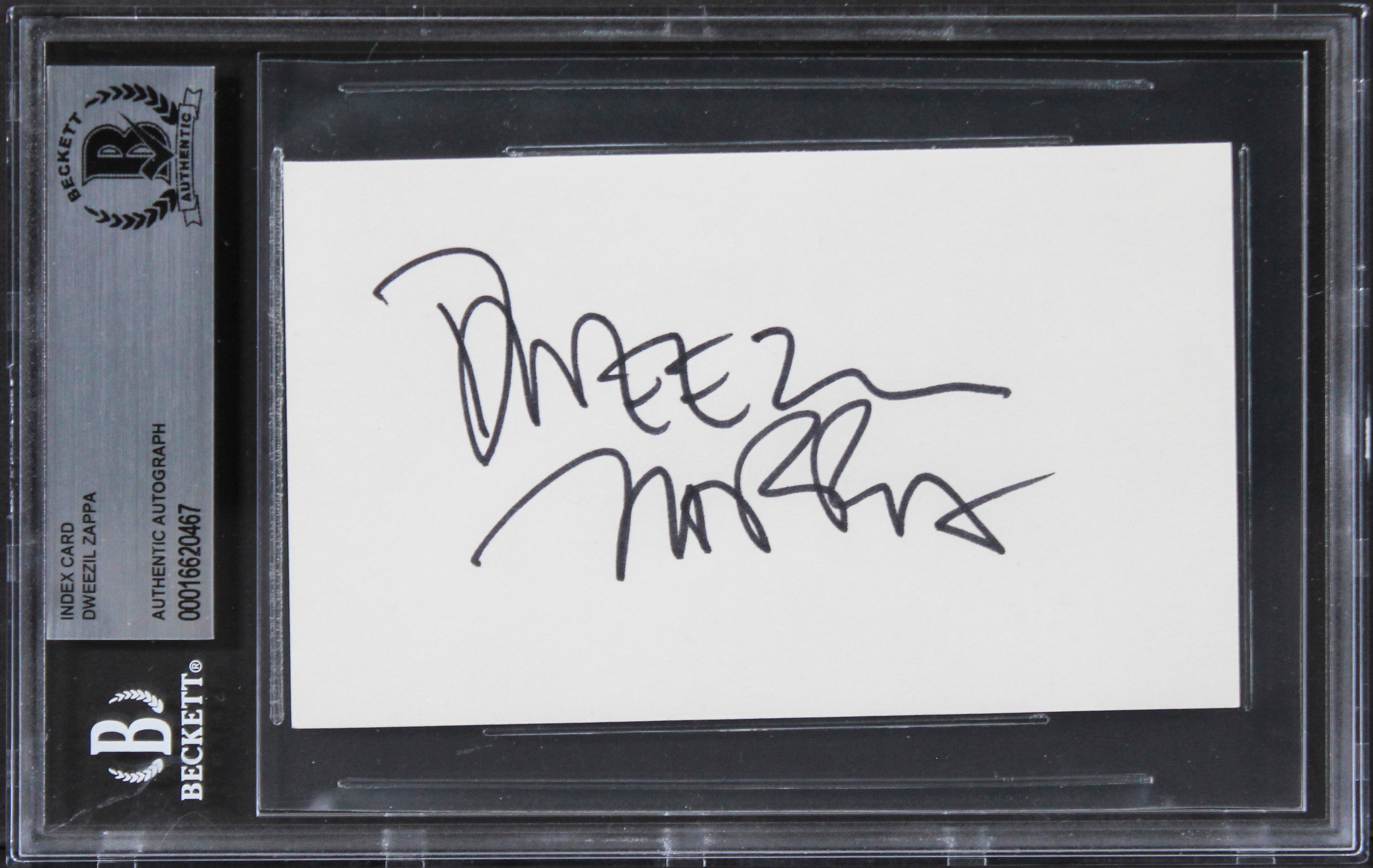 Dweezil Zappa The Running Man Authentic Signed 3x5 Index Card BAS Slabbed