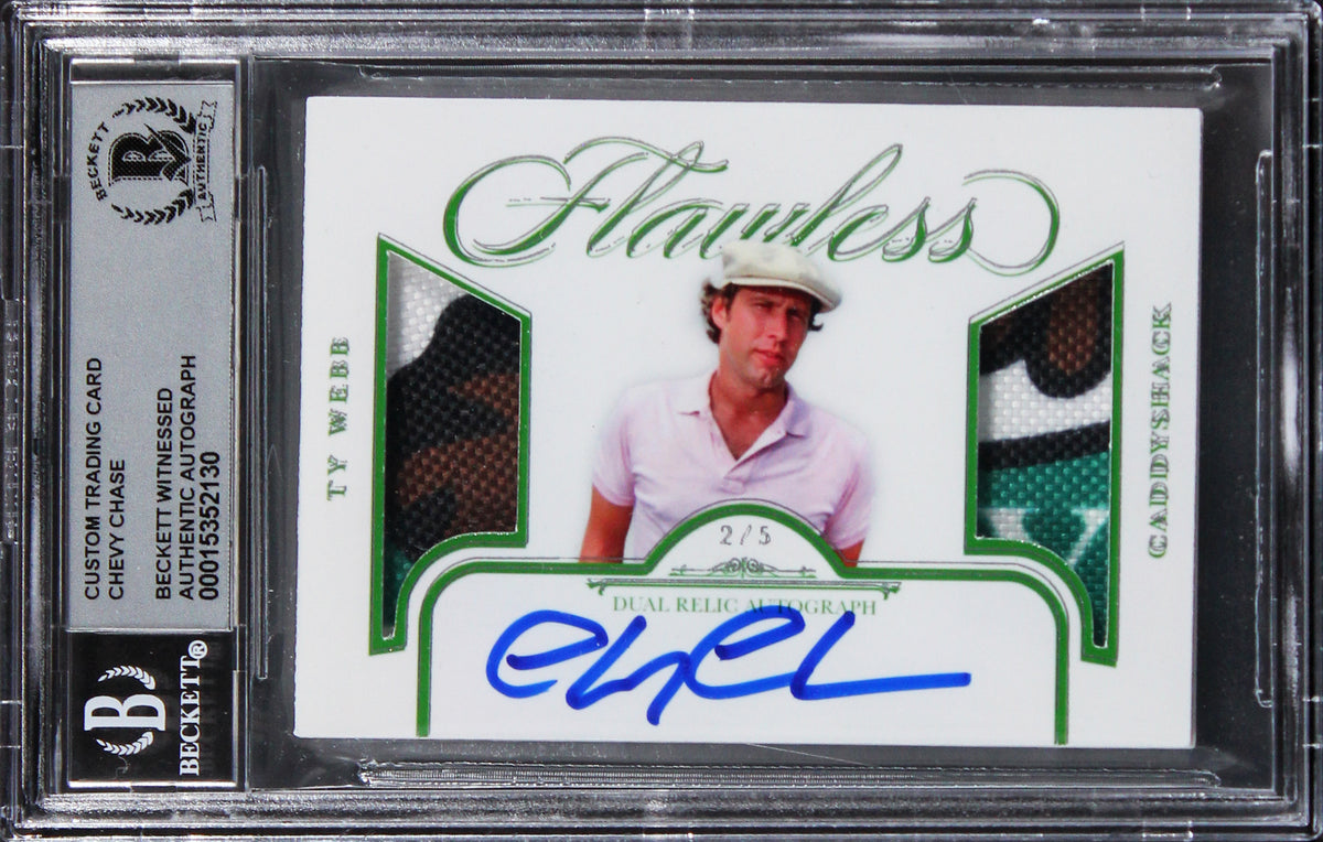 Chevy Chase Caddyshack Signed Custom Patch Silver #'d/5 Card Auto 10! BAS Slab