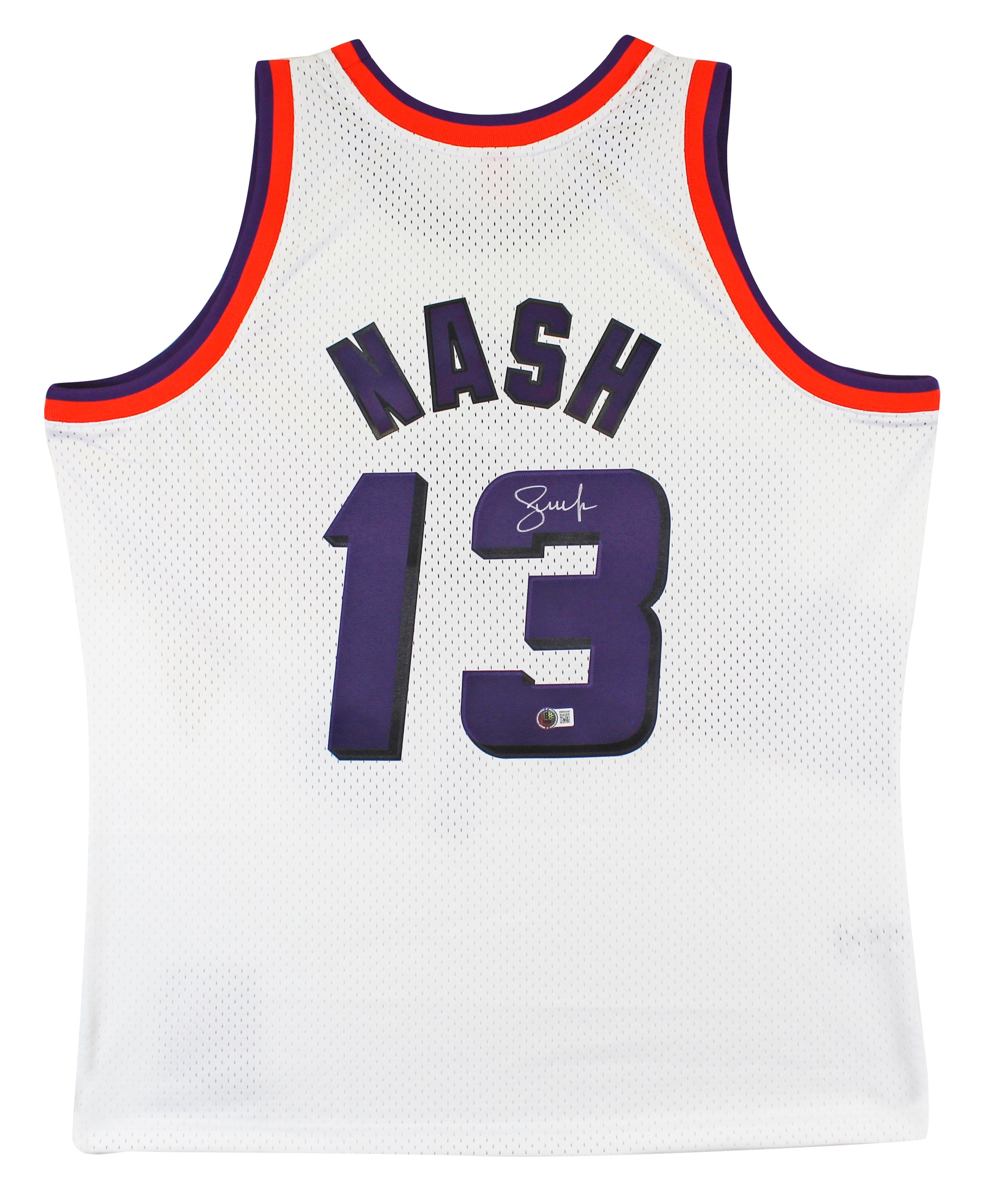 Suns Steve Nash Signed White M&N 1996-97 HWC Swingman Jersey BAS Witnessed