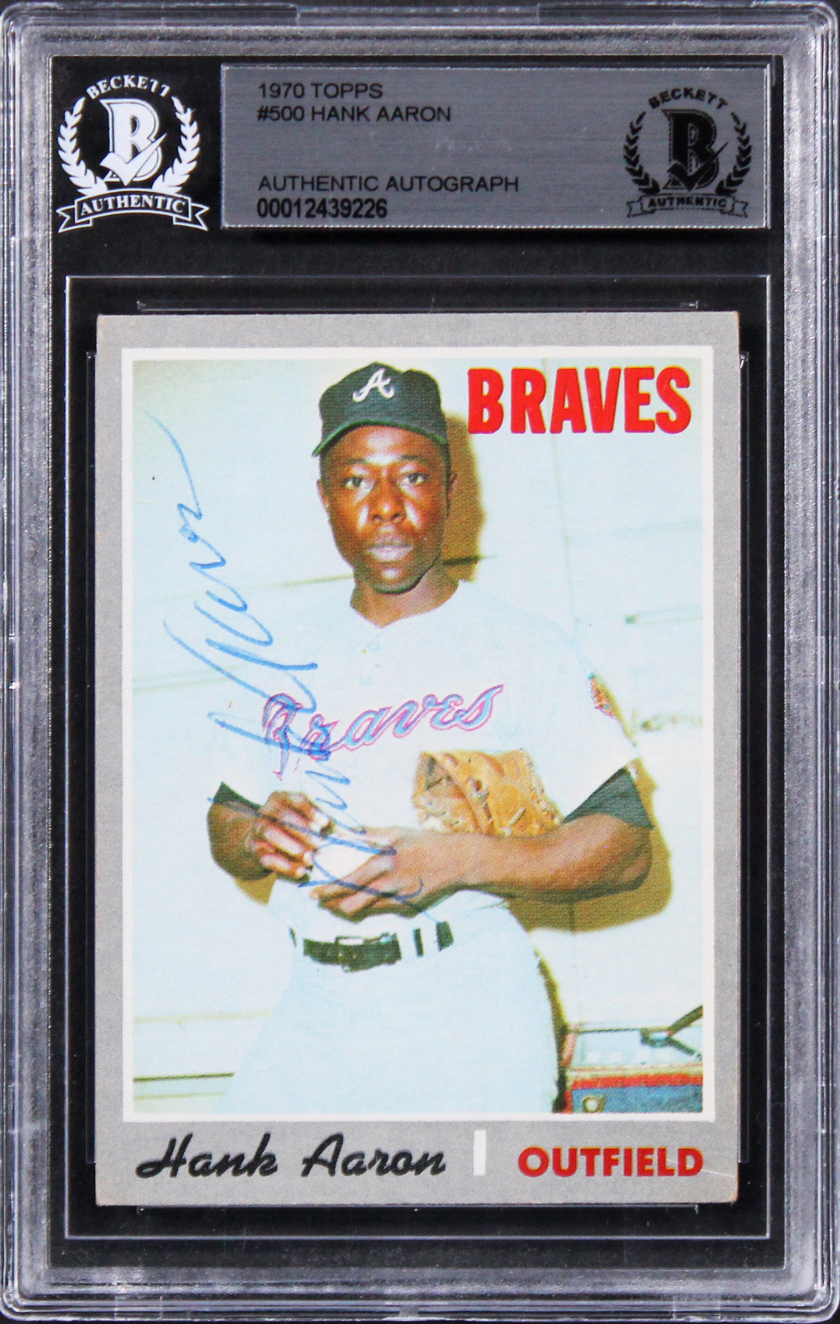 Braves Hank Aaron Authentic Signed 1970 Topps #500 Card Autographed BAS Slabbed