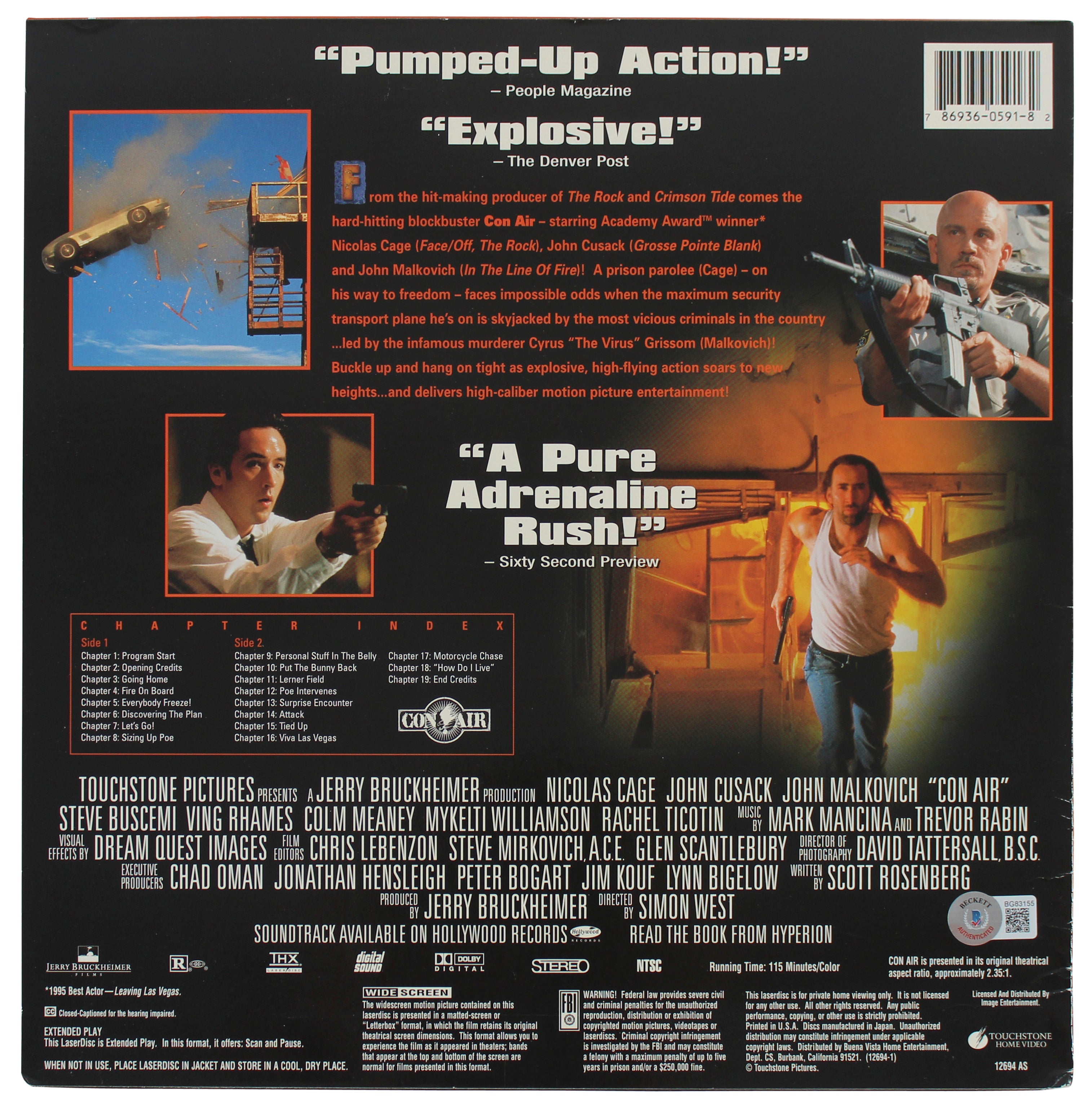 Nicolas Cage Authentic Signed Con Air Soundtrack Album Cover BAS #BG83155