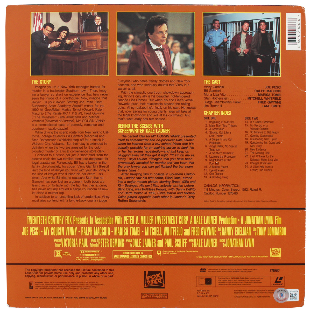 Marisa Tomei Authentic Signed My Cousin Vinny Laserdisc w/out Disc BAS #BG83154