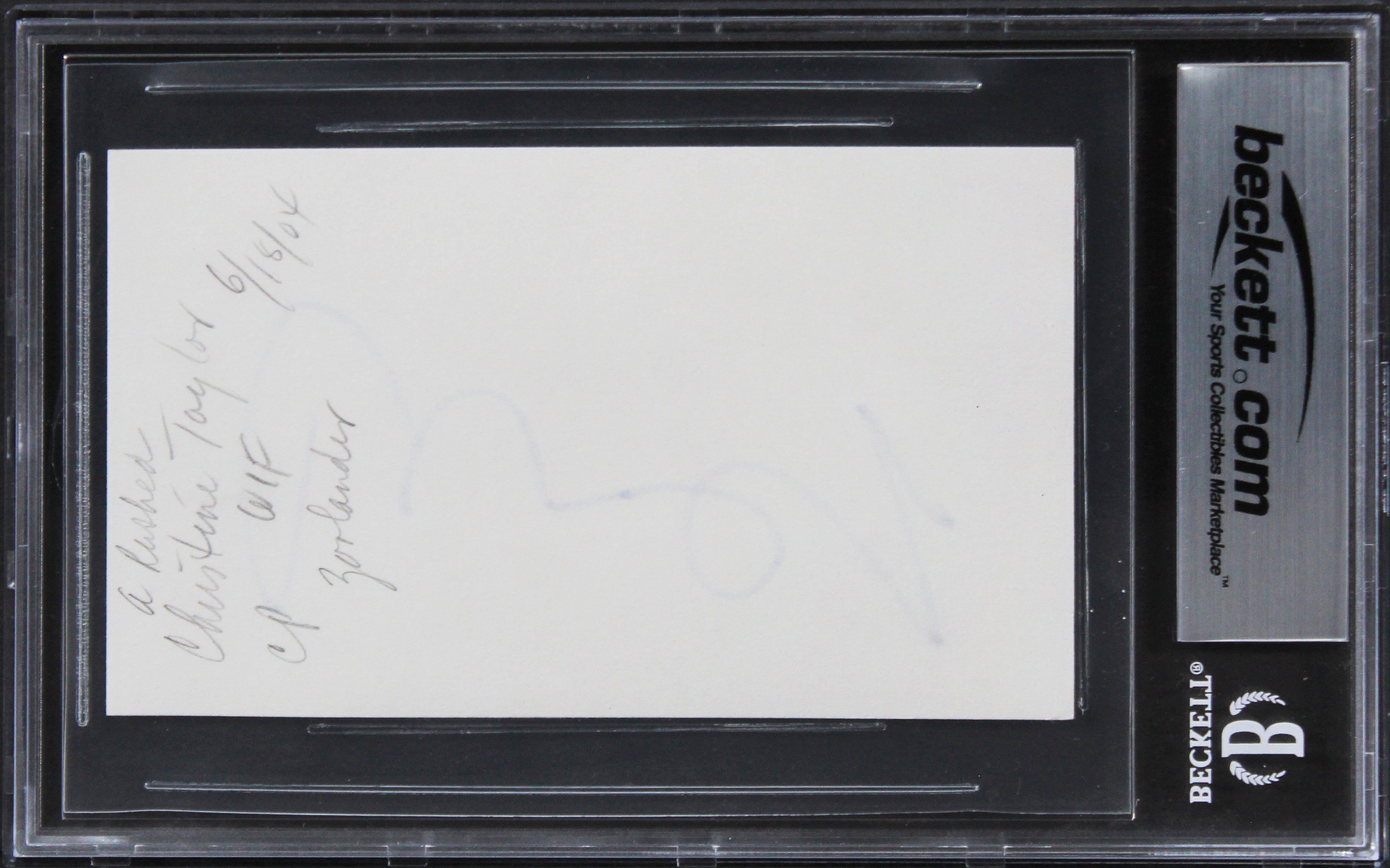 Christine Taylor Dodgeball Authentic Signed 3x5 Index Card BAS Slabbed