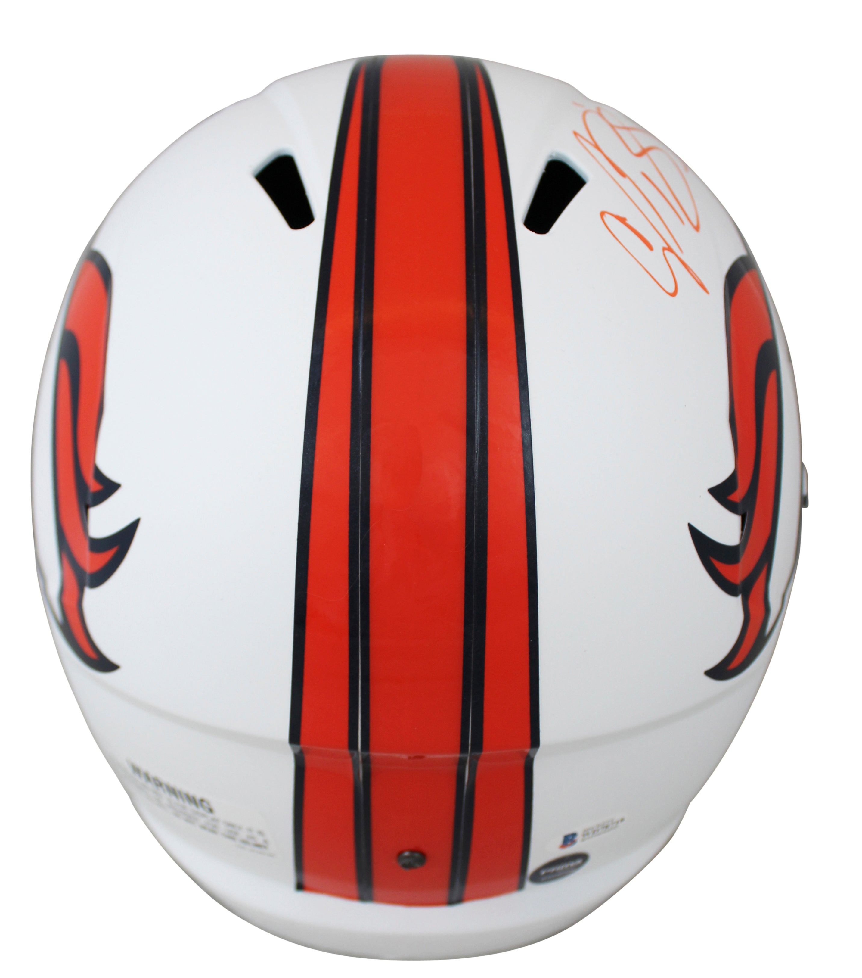 Broncos Champ Bailey Signed Flat White Full Size Speed Rep Helmet BAS Witnessed