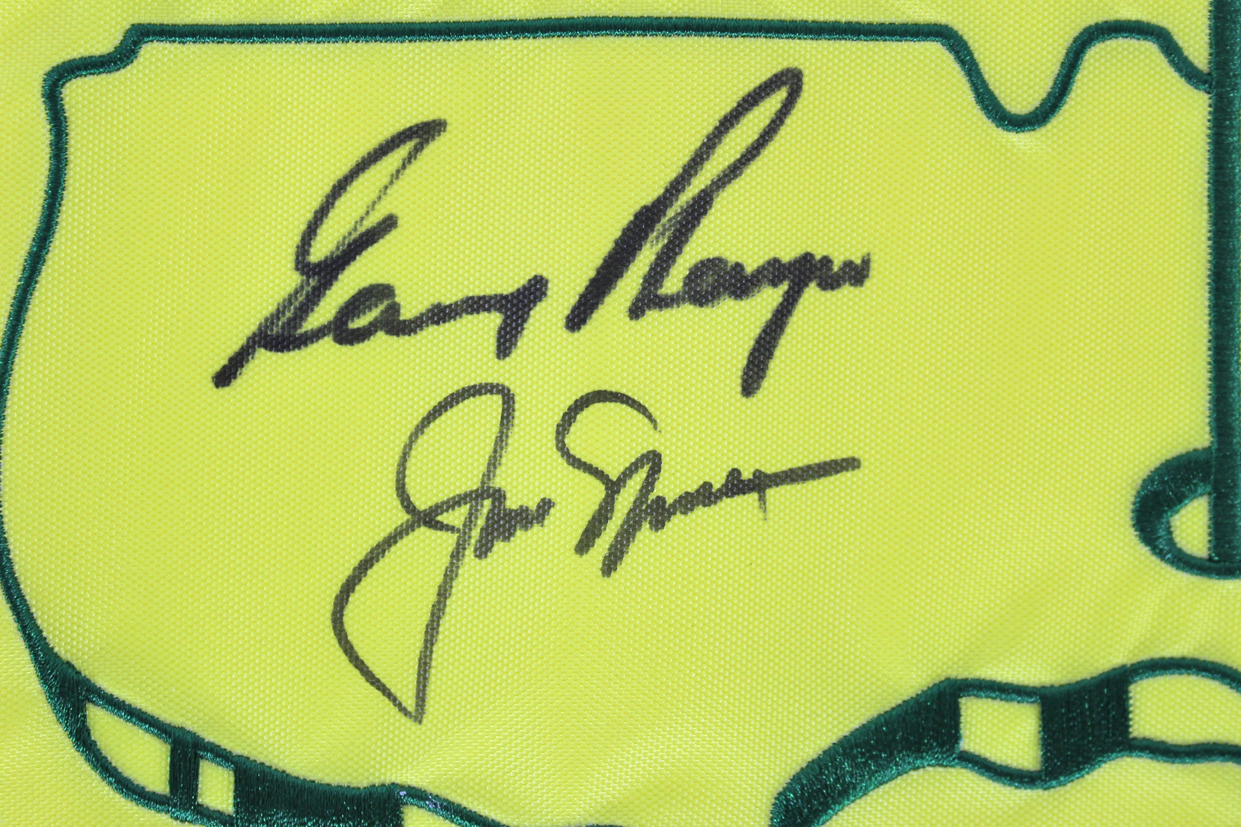 Jack Nicklaus & Gary Player Authentic Signed 2016 Master Pin Flag JSA #Y88794