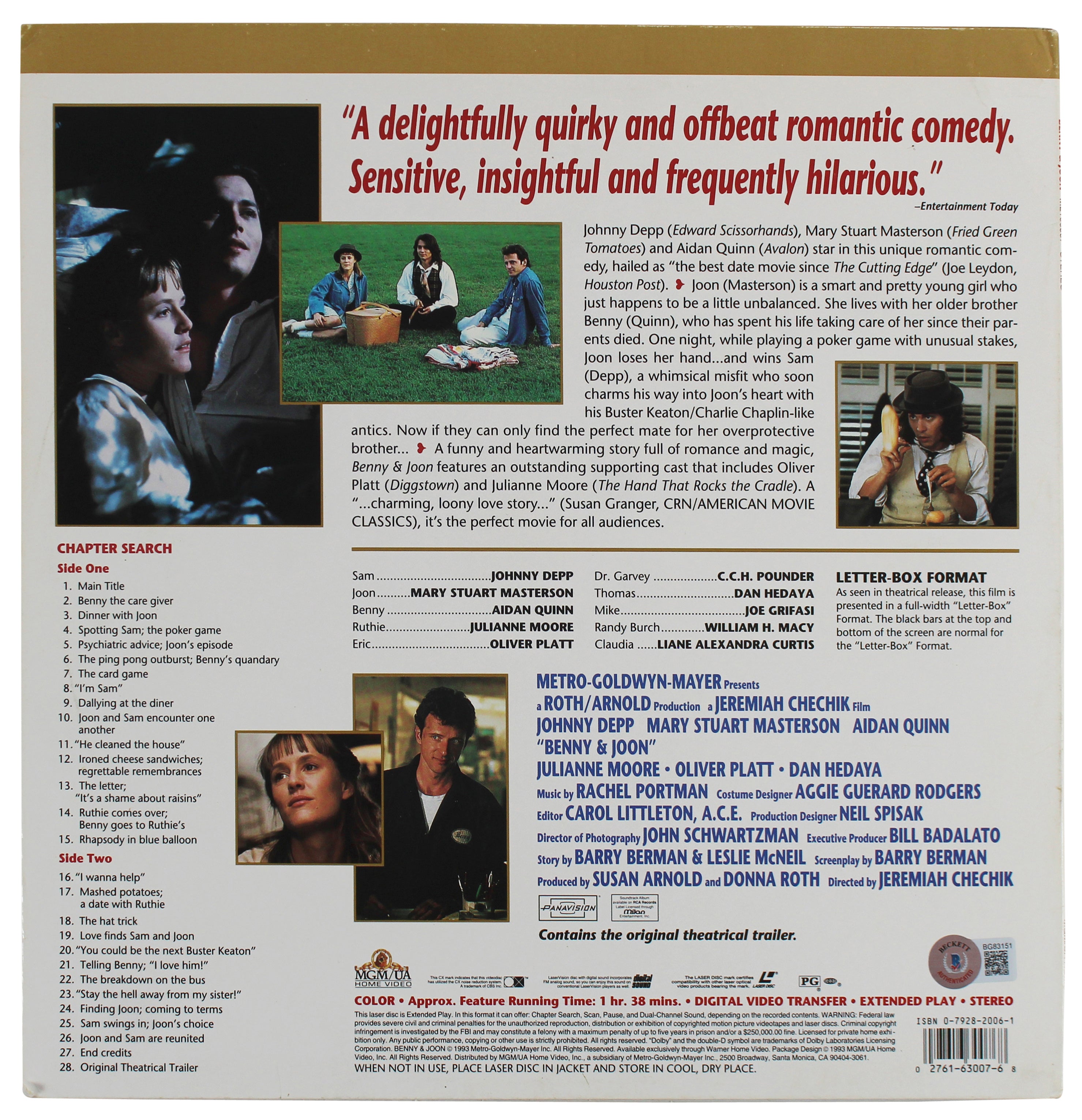Johnny Depp Authentic Signed Benny & Joon Laserdisc Without Disc BAS #BG83151