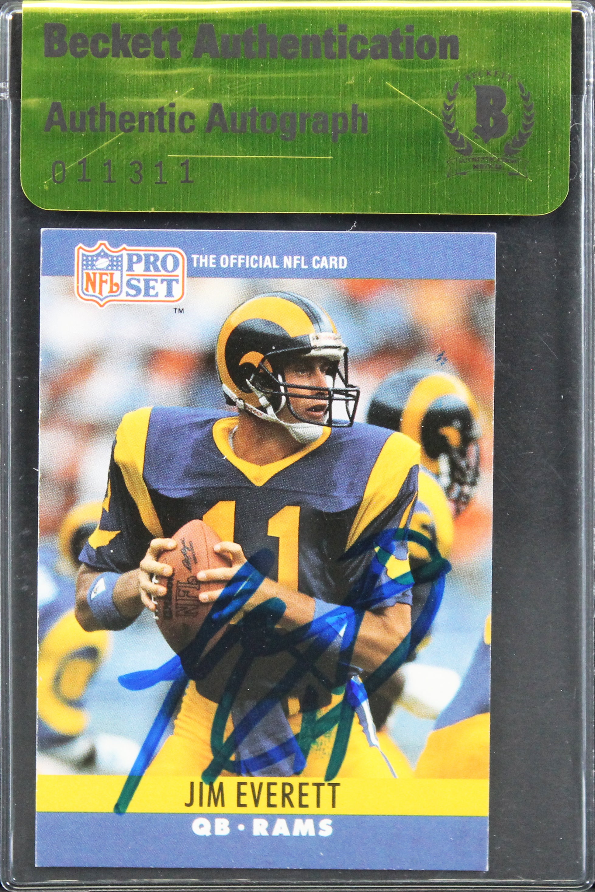 Rams Jim Everett Authentic Signed 1990 Topps #165 Card Autographed BAS #11311