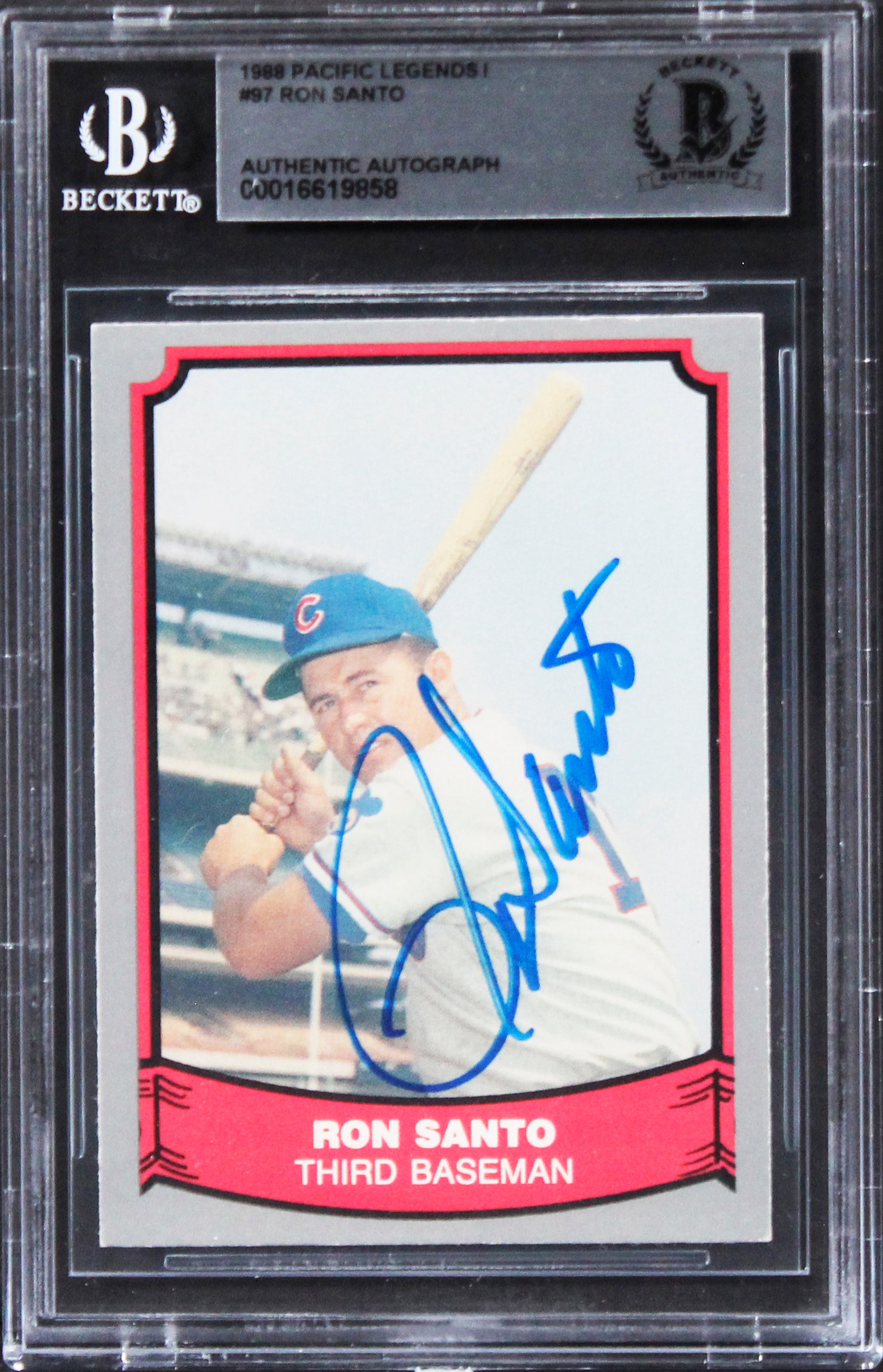 Cubs Ron Santo Authentic Signed 1988 Pacific Legends #97 Card BAS Slabbed