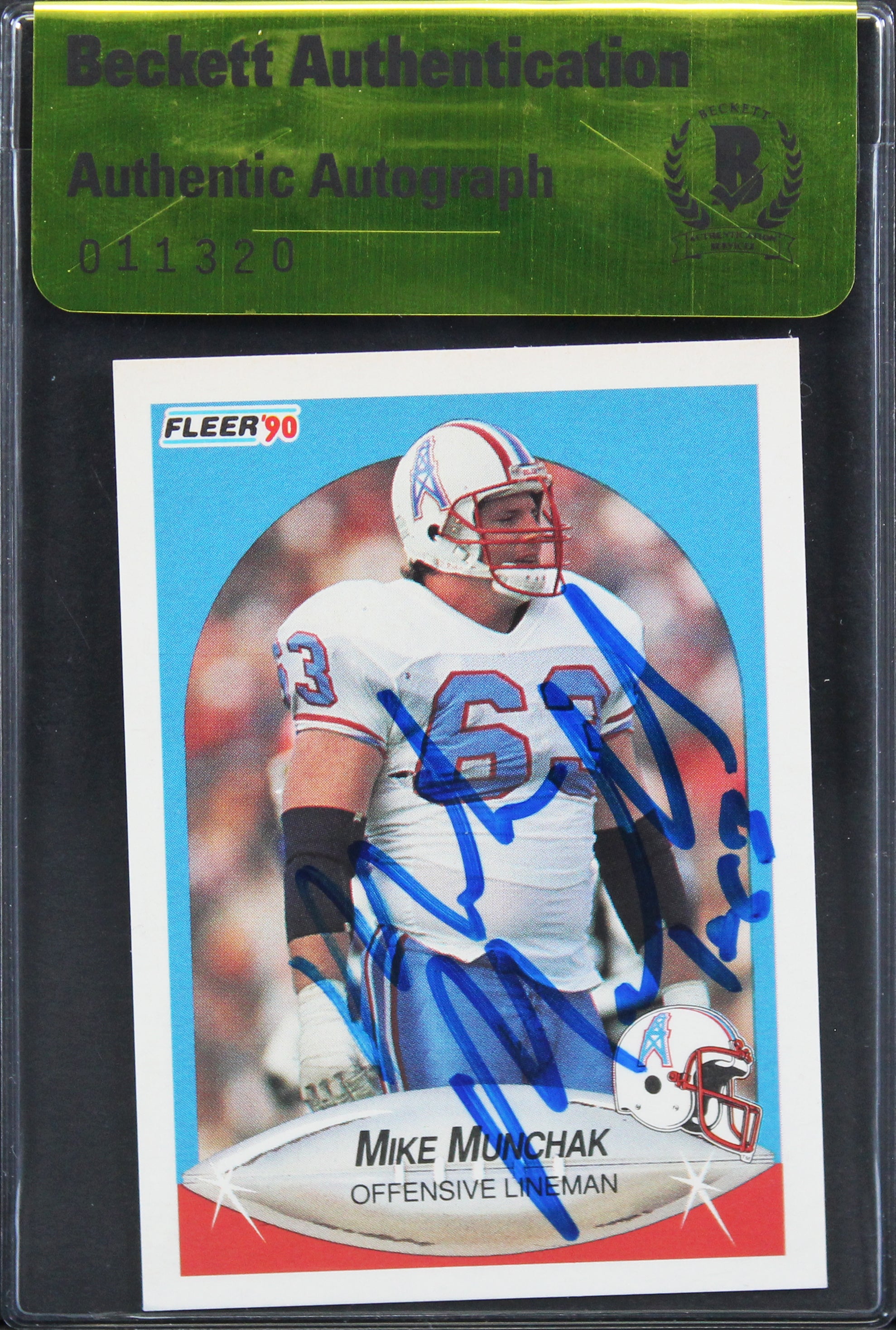Oilers Mike Munchak Authentic Signed 1990 Fleer #134 Card Autographed BAS #11320