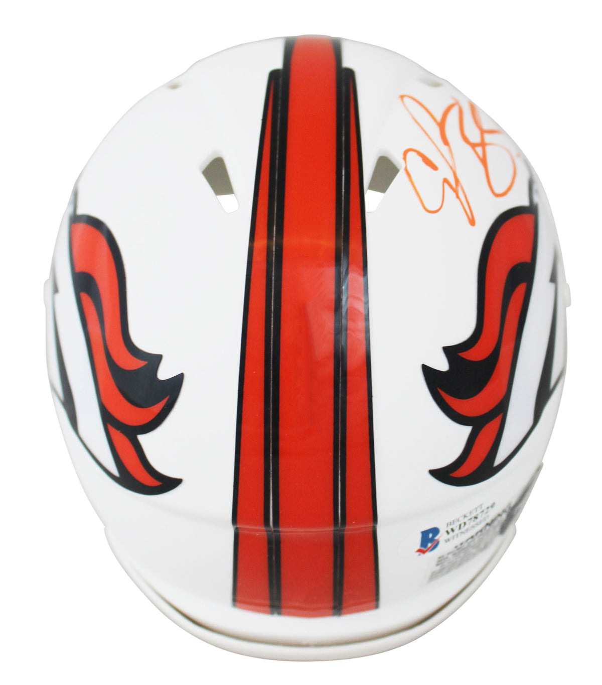 Broncos Champ Bailey Authentic Signed Flat White Speed Mini Helmet BAS Witnessed