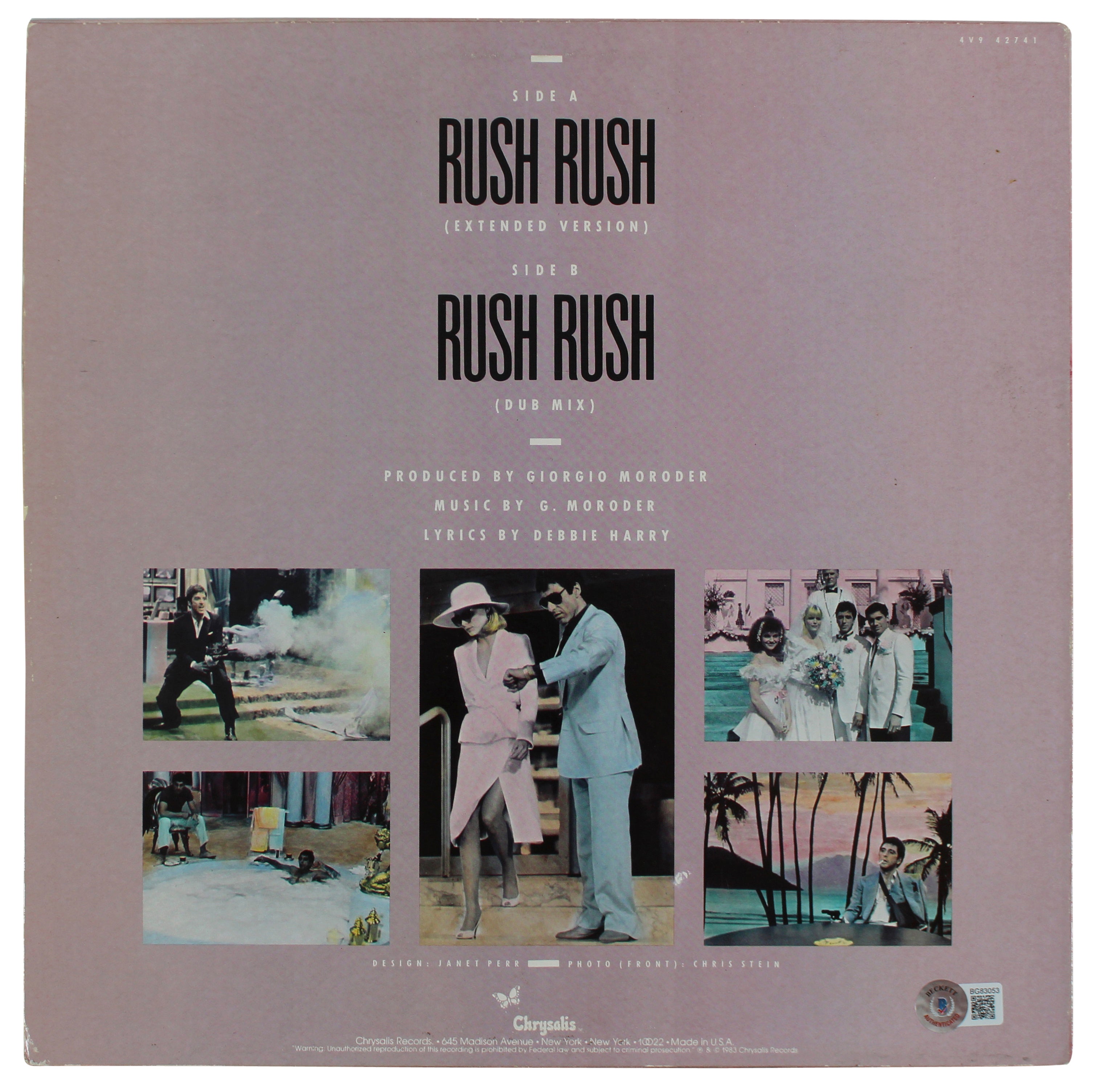 Debbie Harry Authentic Signed Rush Rush Album Cover Autographed BAS #BG83053