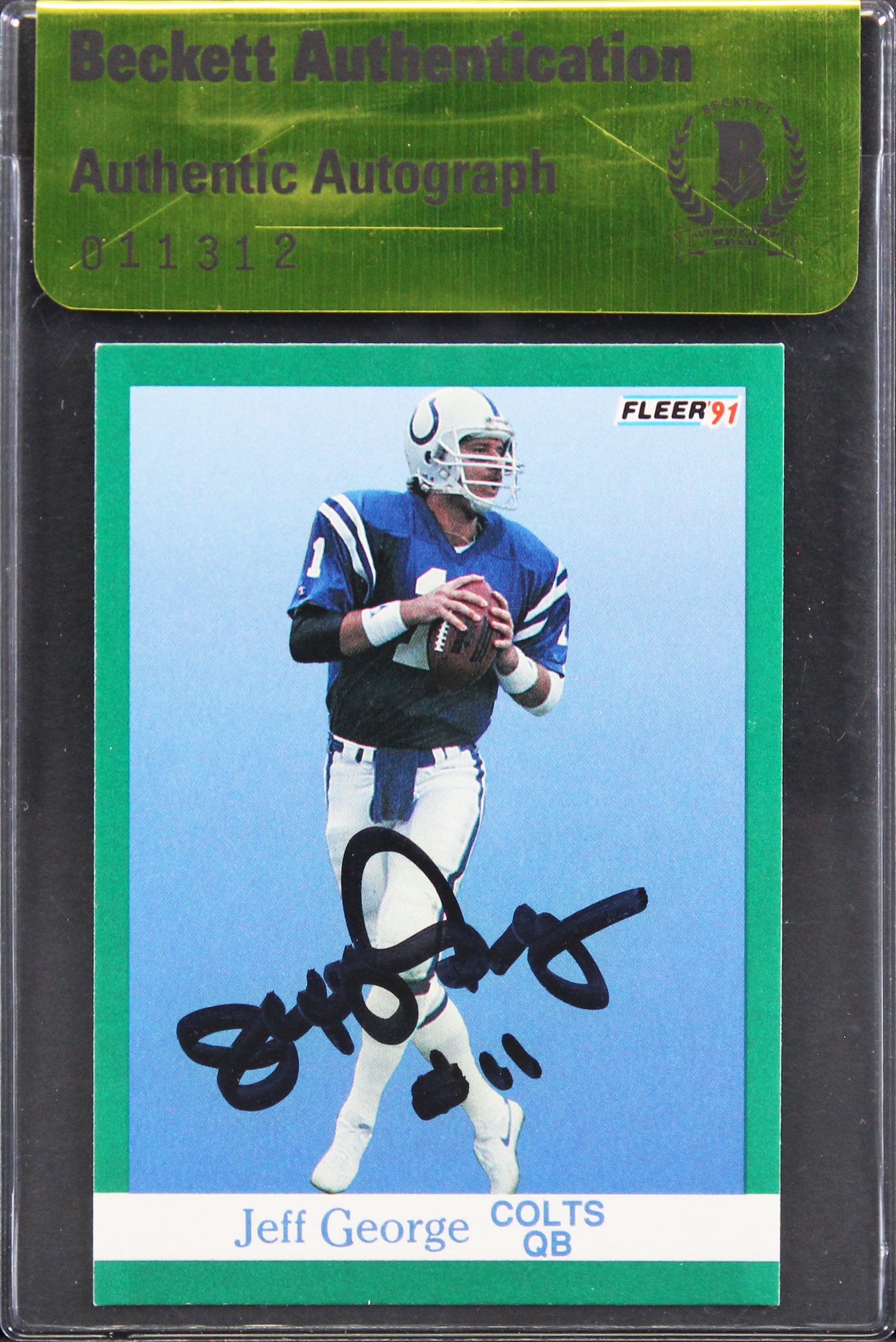 Colts Jeff George Authentic Signed 1991 Fleer #81 Card Autographed BAS #11312
